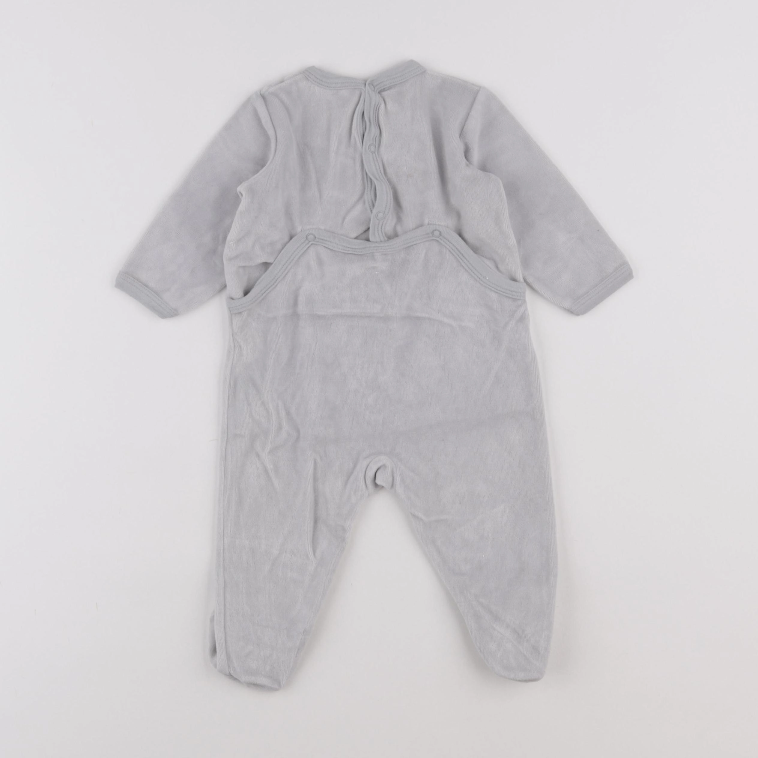 Petit Bateau - pyjama velours gris - 6 mois