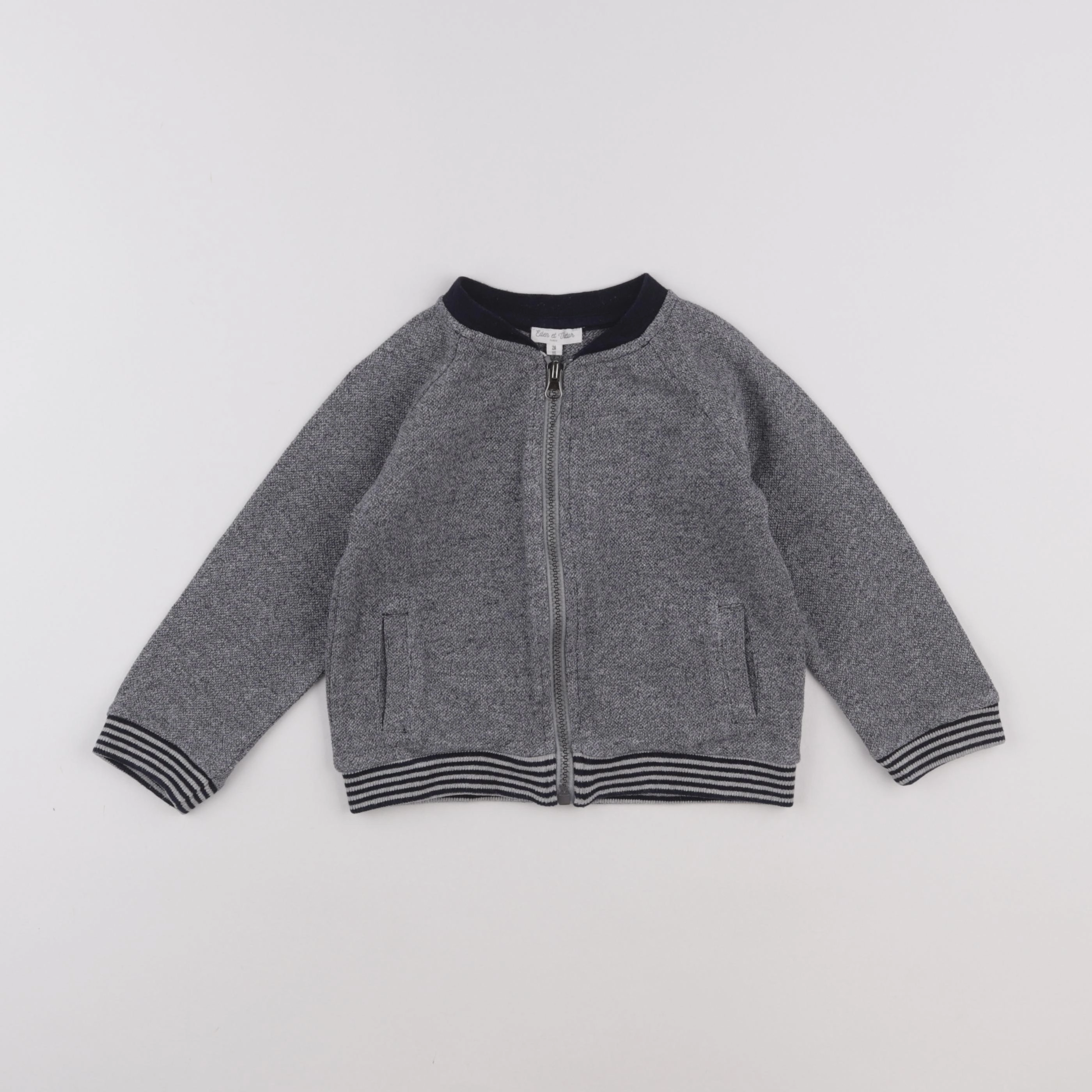 Eden & Victor - sweat bleu - 2 ans