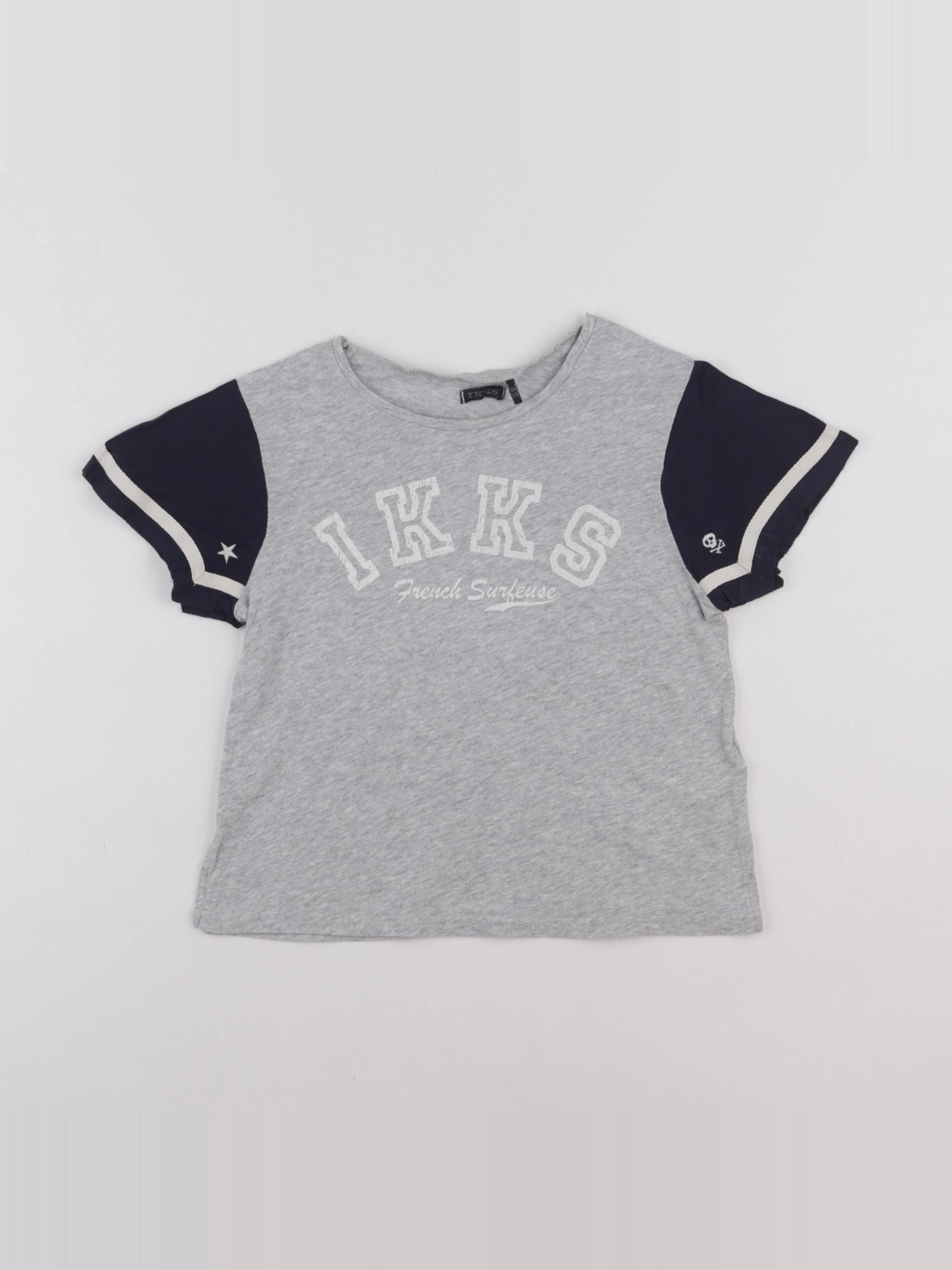 IKKS - tee-shirt bleu, gris - 8 ans