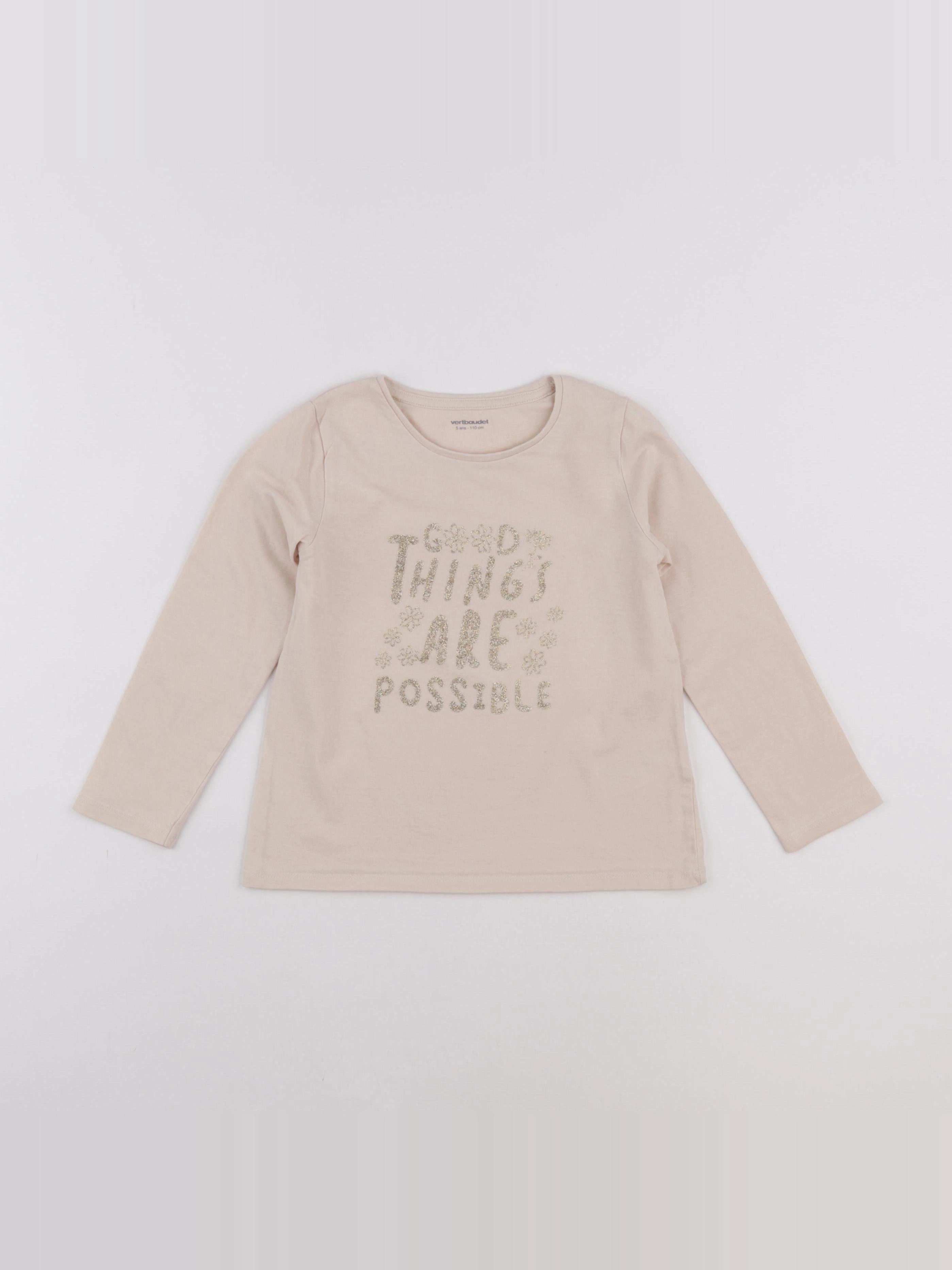 Vertbaudet - tee-shirt beige, or - 5 ans