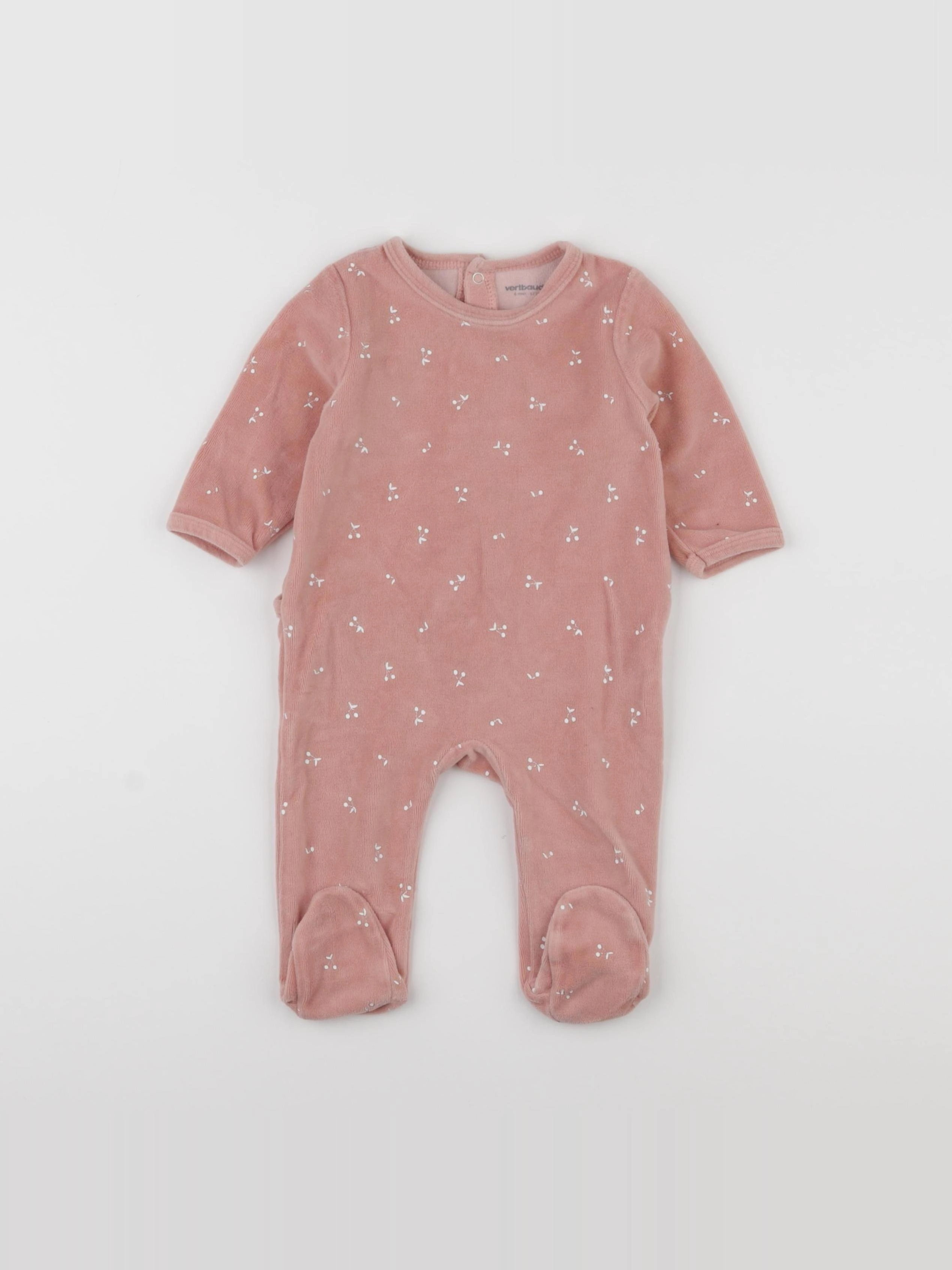 Vertbaudet - pyjama velours rose - 6 mois