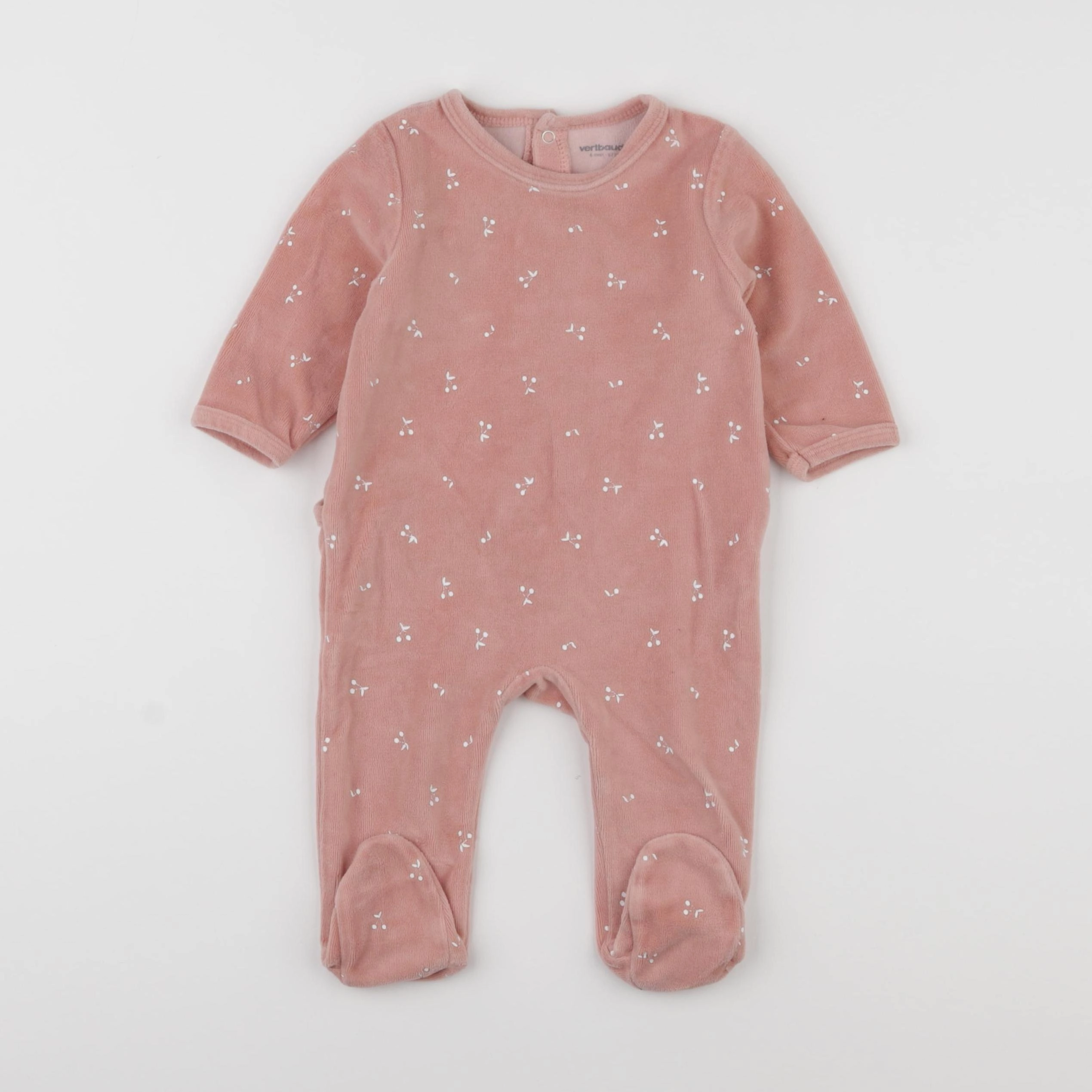 Vertbaudet - pyjama velours rose - 6 mois