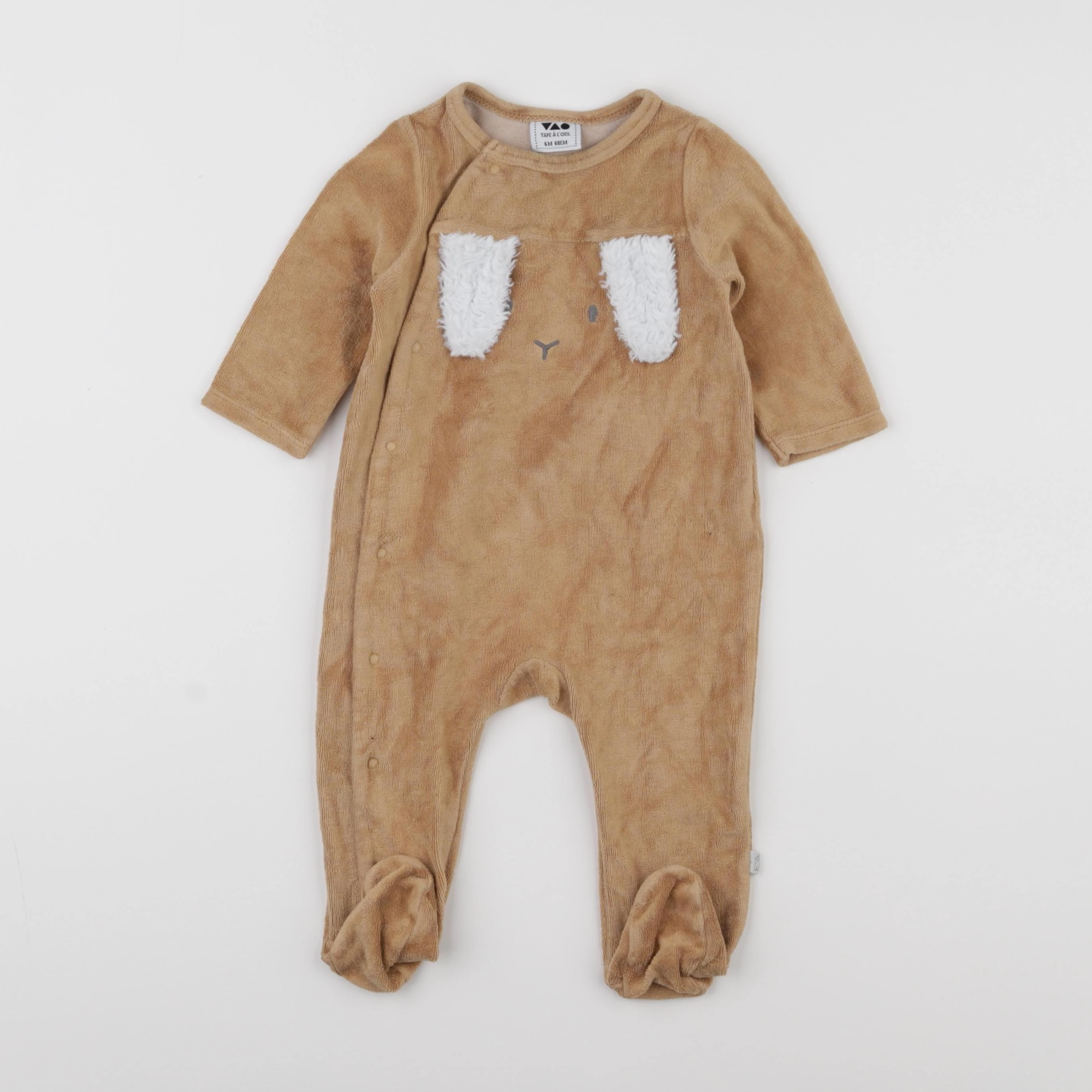 Tape à l'oeil - pyjama velours marron - 6 mois