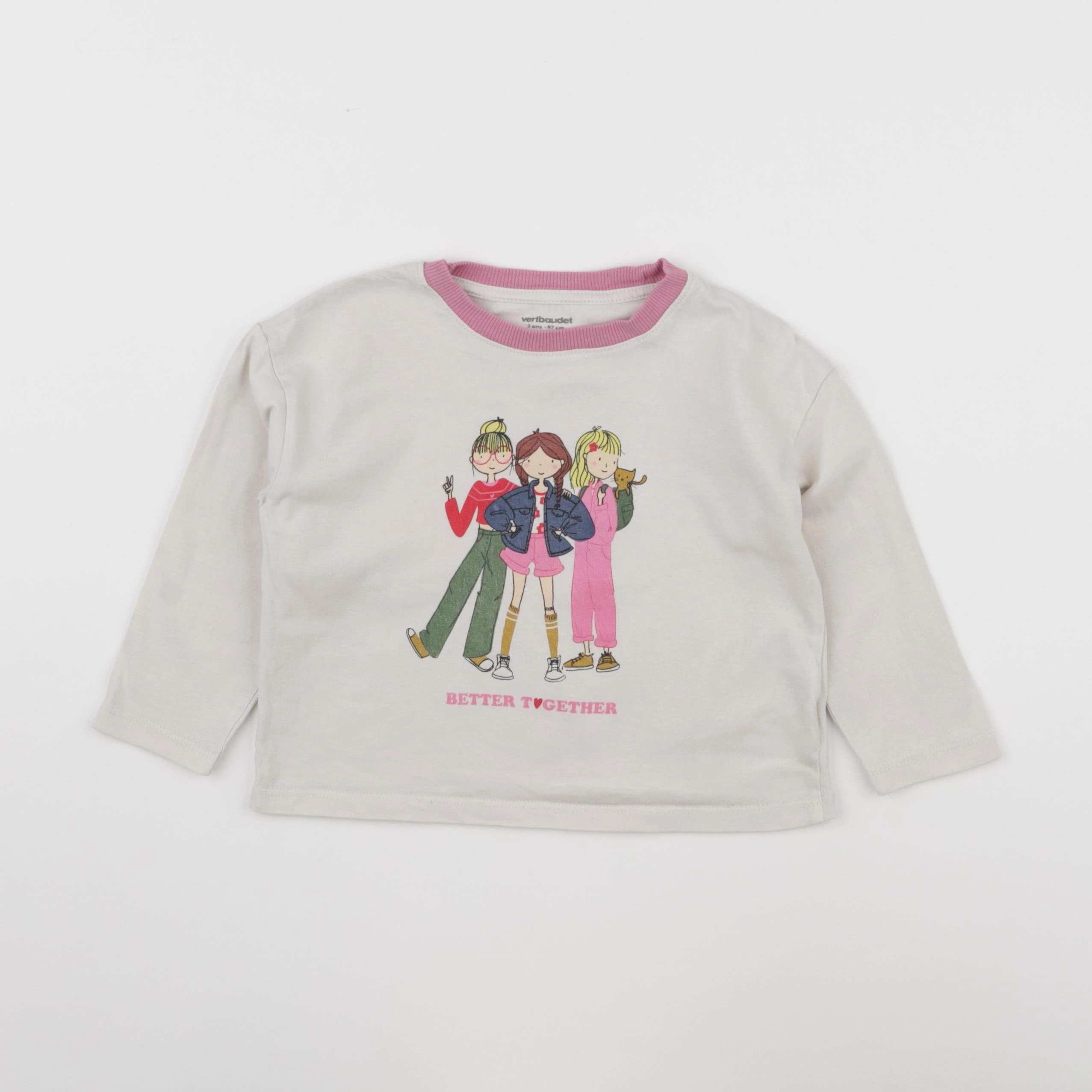 Vertbaudet - tee-shirt beige - 3 ans