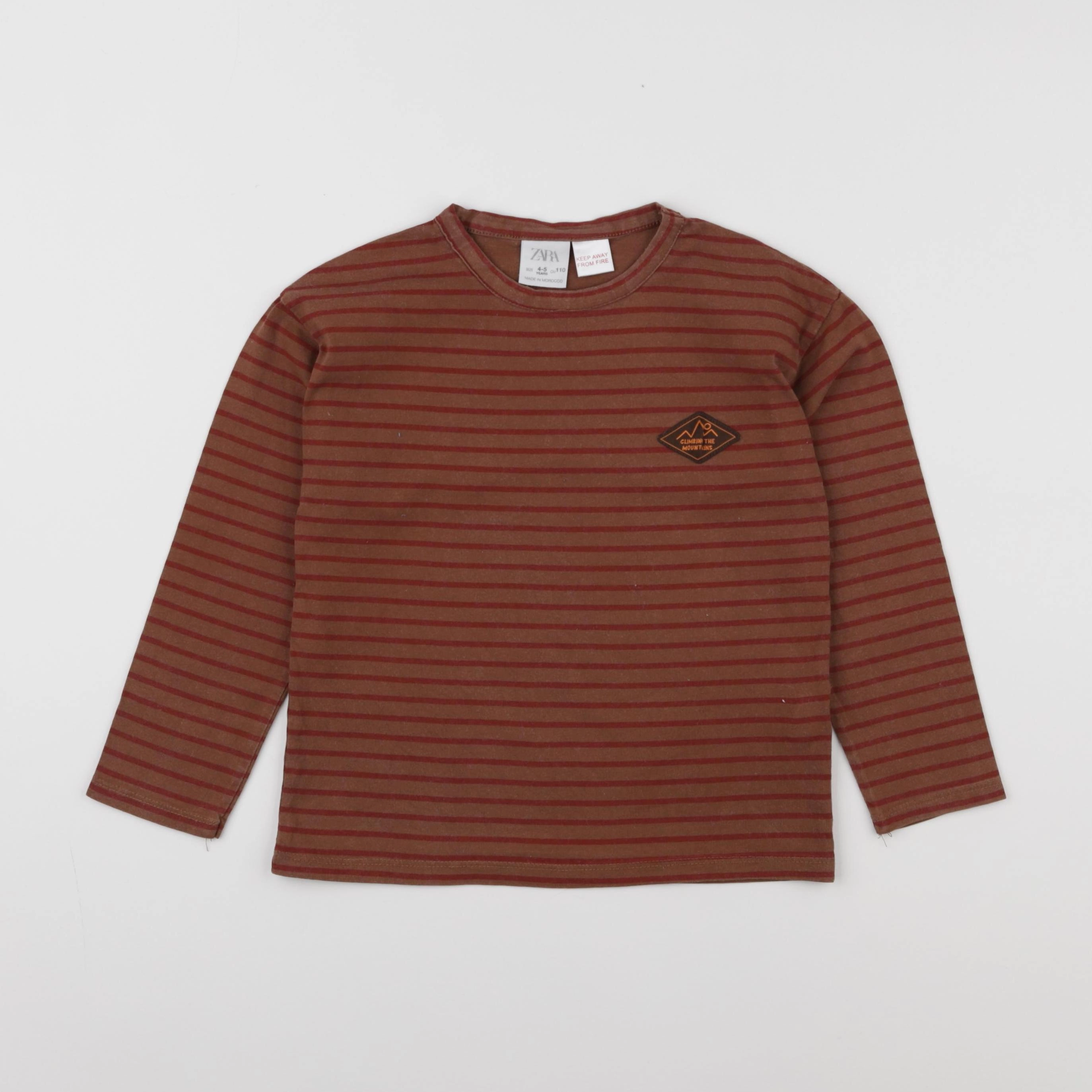Zara - tee-shirt marron, rouge - 4/5 ans