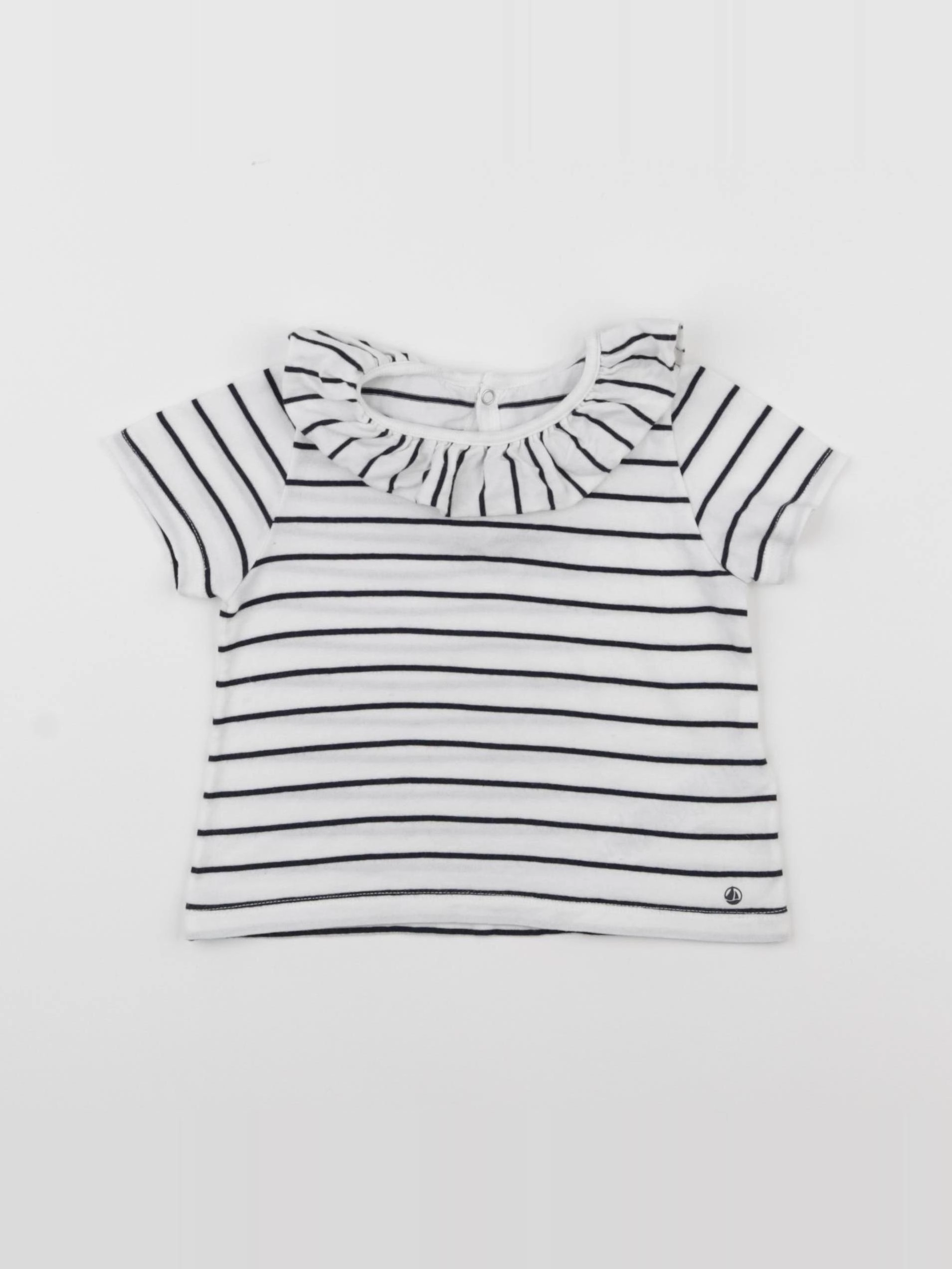 Petit Bateau - tee-shirt blanc, bleu - 18 mois