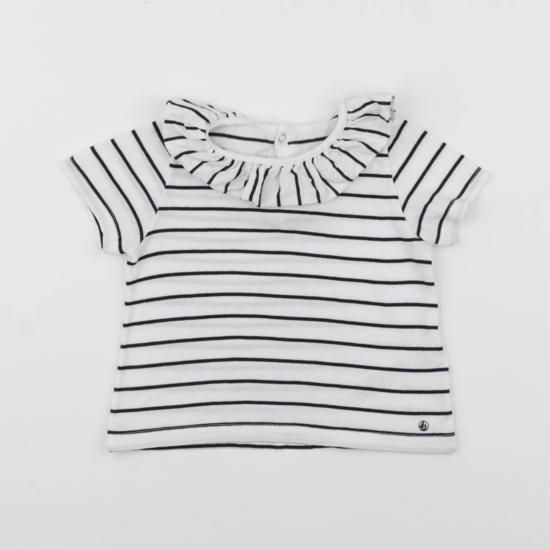 Petit Bateau - tee-shirt blanc, bleu - 18 mois
