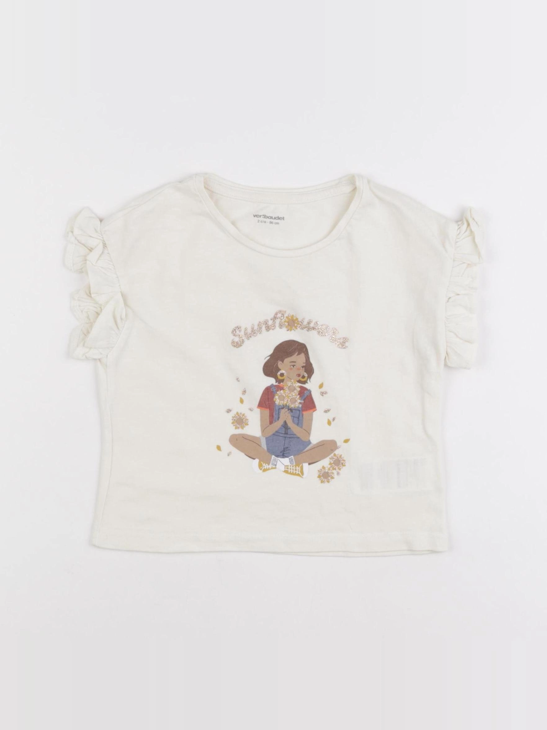Vertbaudet - tee-shirt blanc - 2 ans