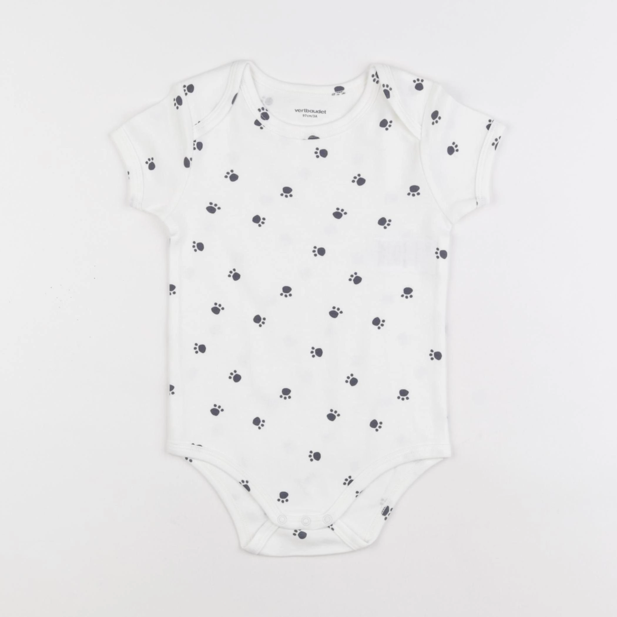 Vertbaudet - body blanc, gris - 3 ans