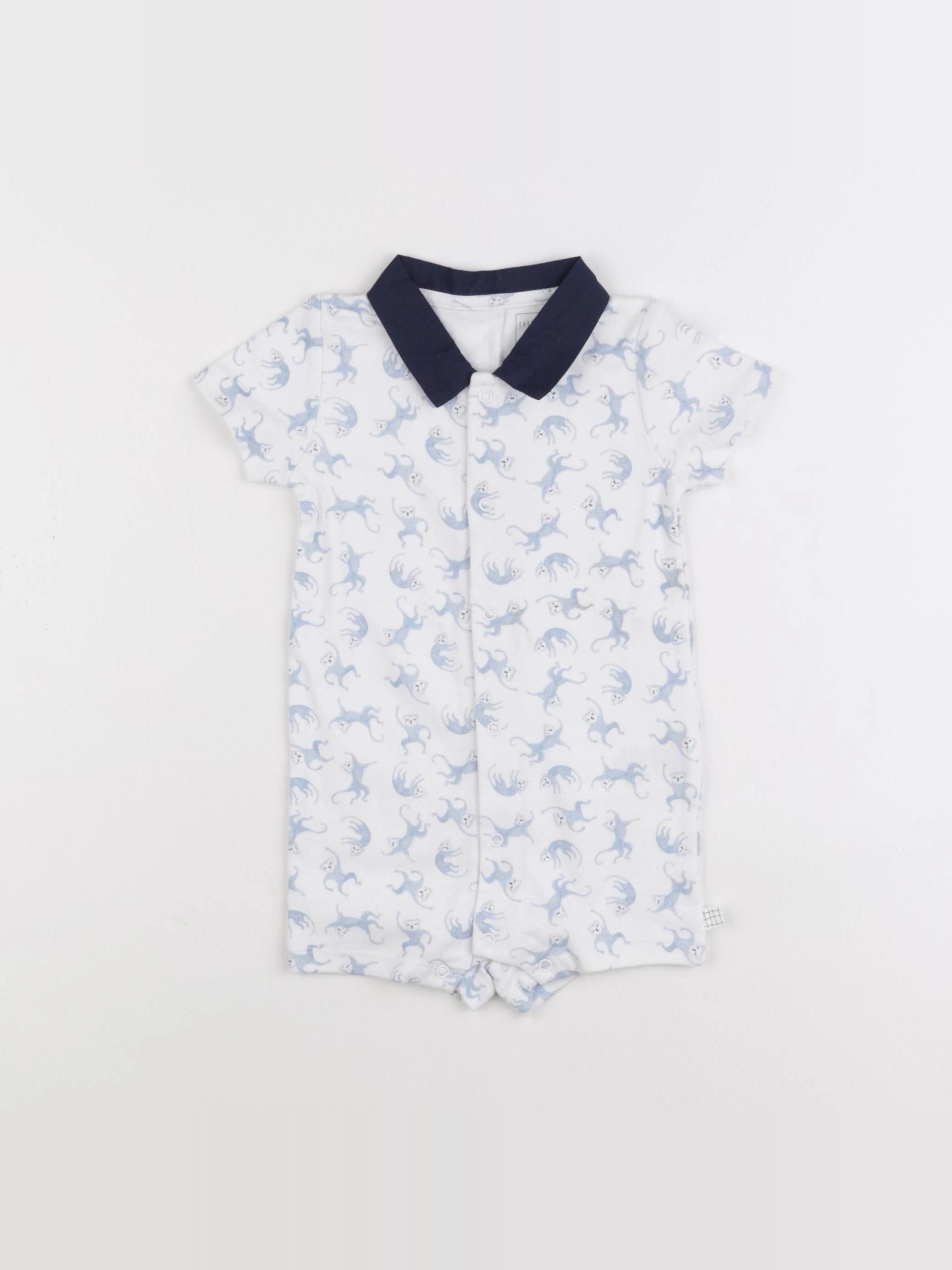 Carrément Beau - combinaison blanc, bleu - 6 mois