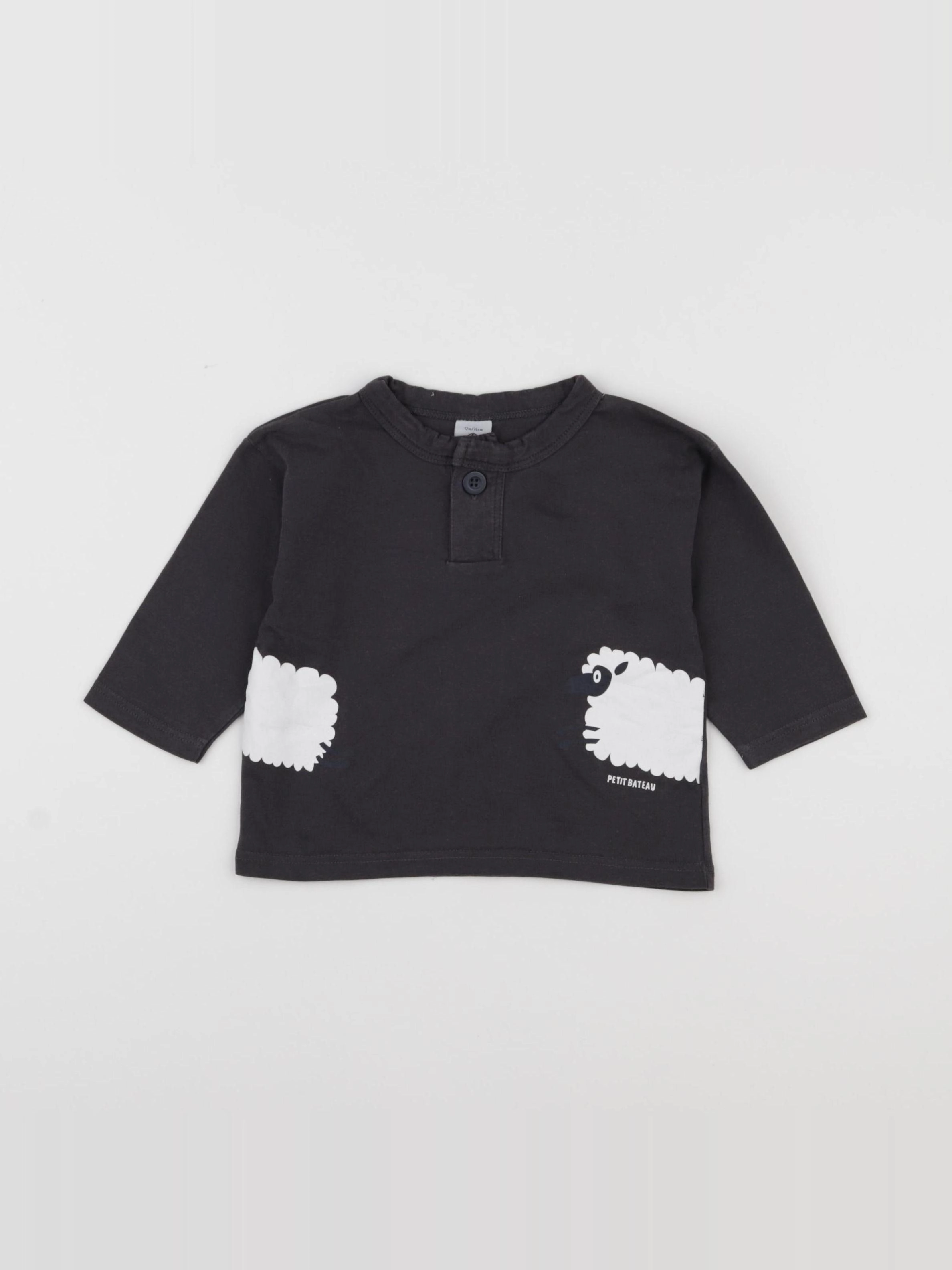 Petit Bateau - tee-shirt gris - 12 mois