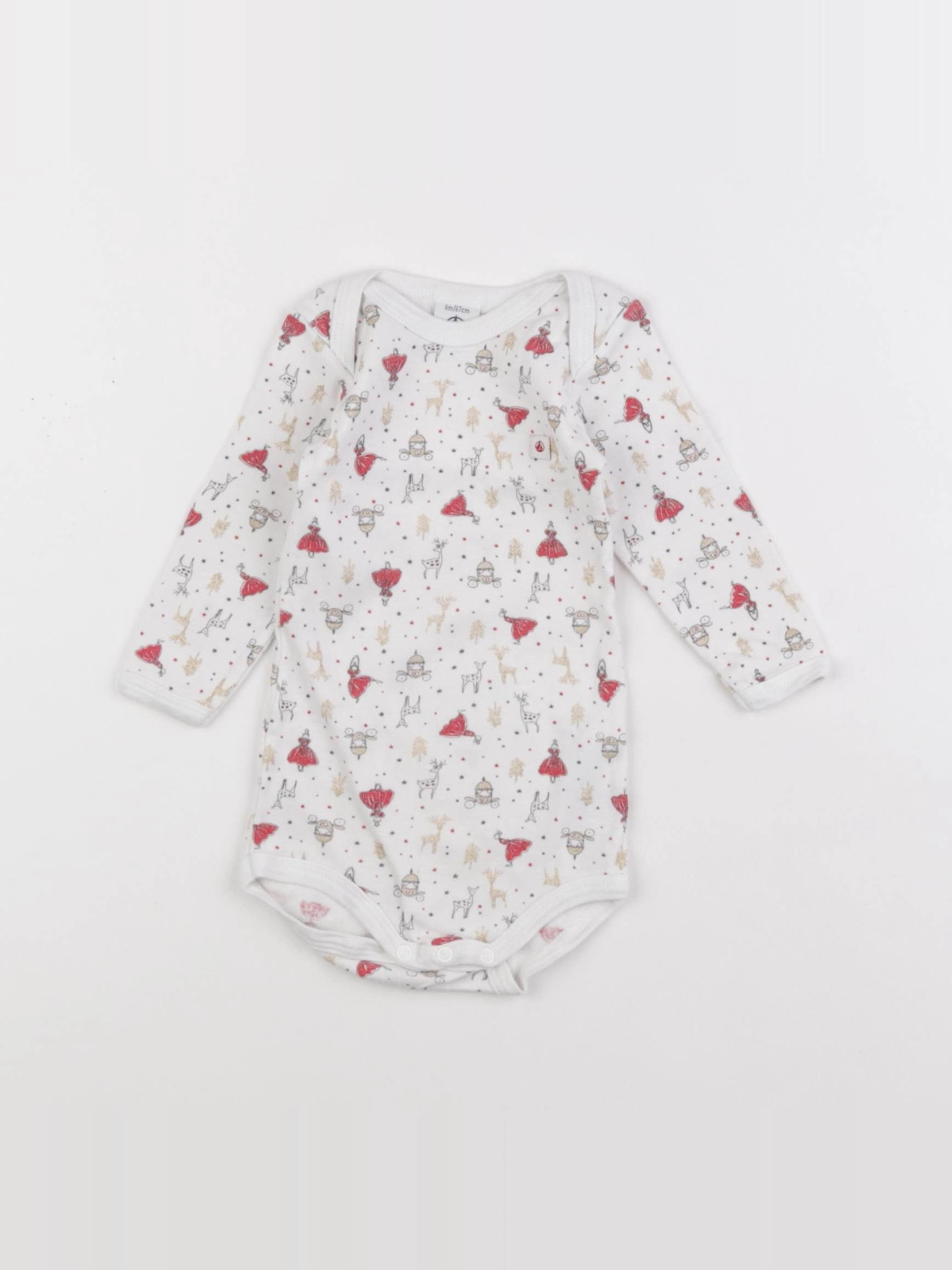 Petit Bateau - body blanc, or - 6 mois
