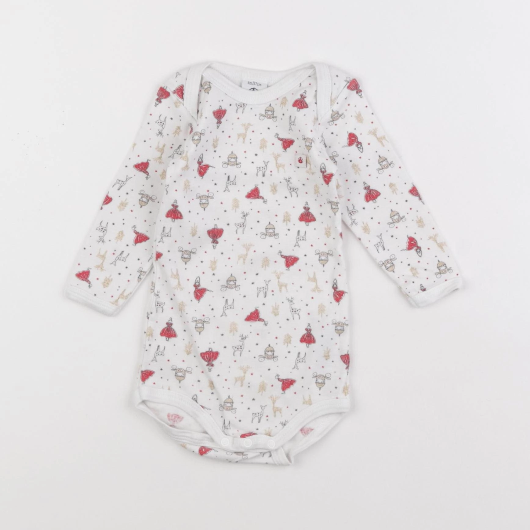 Petit Bateau - body blanc, or - 6 mois