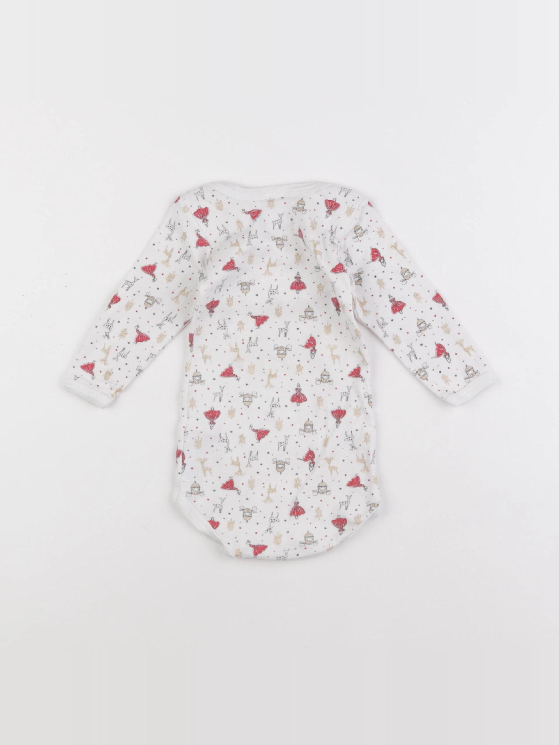 Petit Bateau - body blanc, or - 6 mois