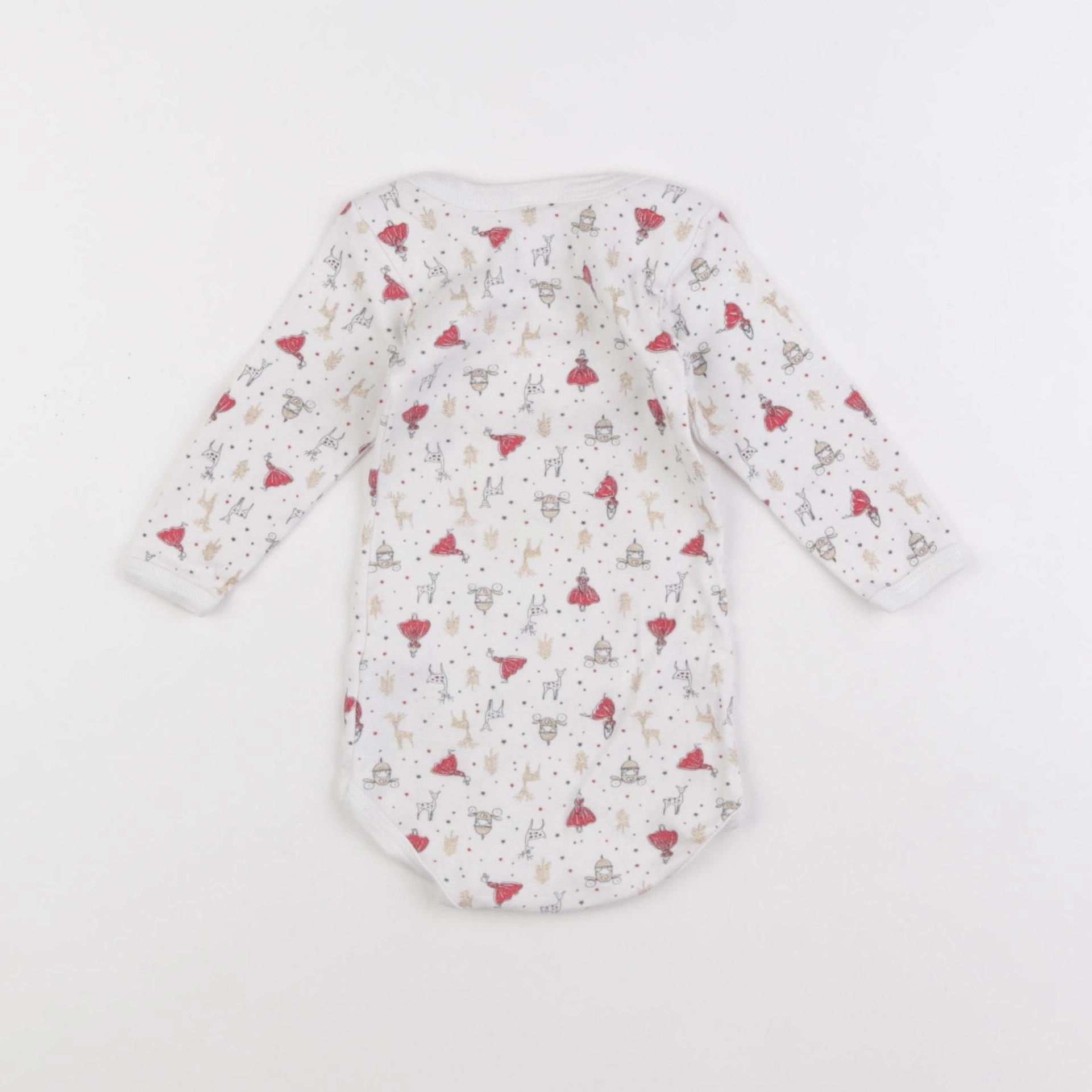Petit Bateau - body blanc, or - 6 mois