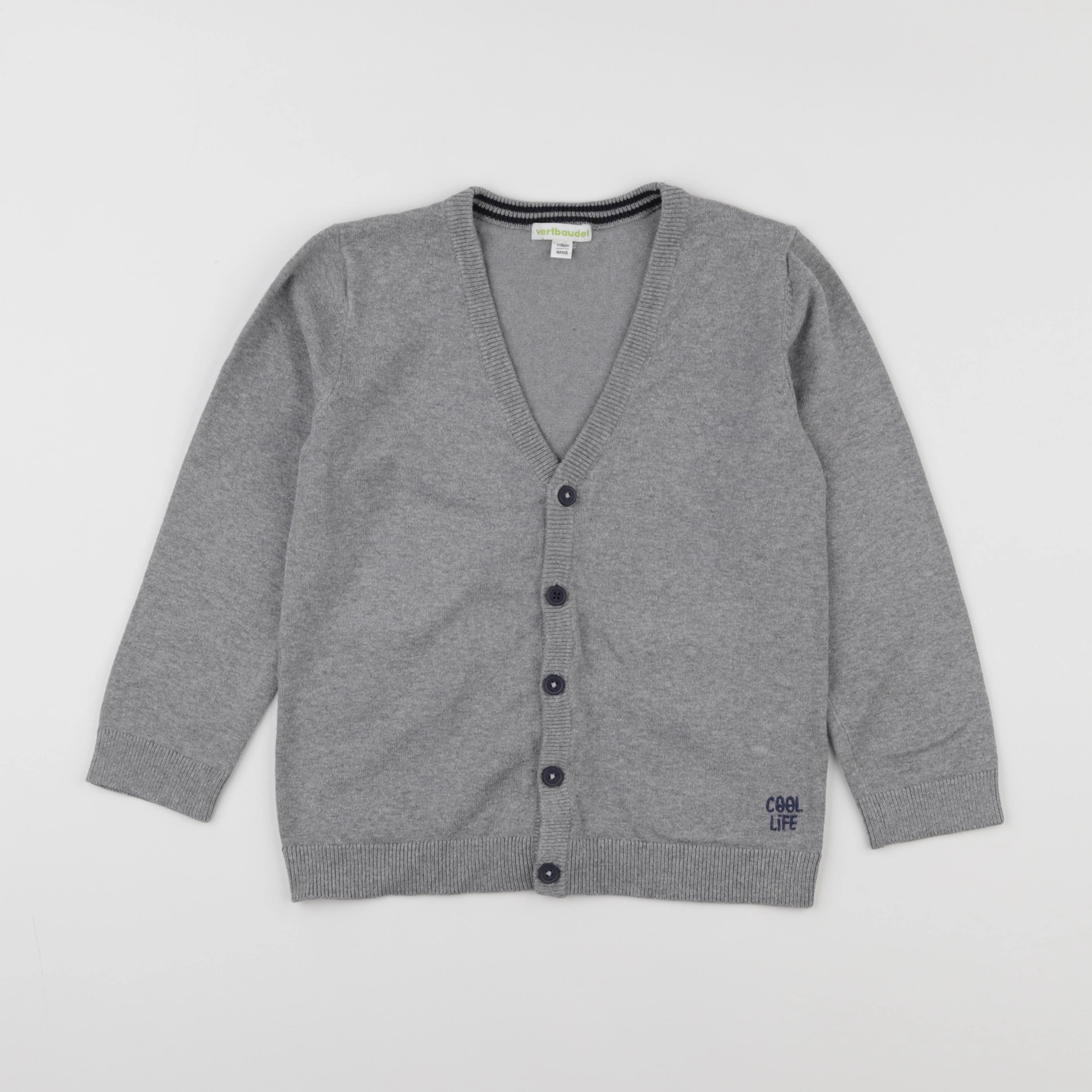 Vertbaudet - gilet gris - 6 ans