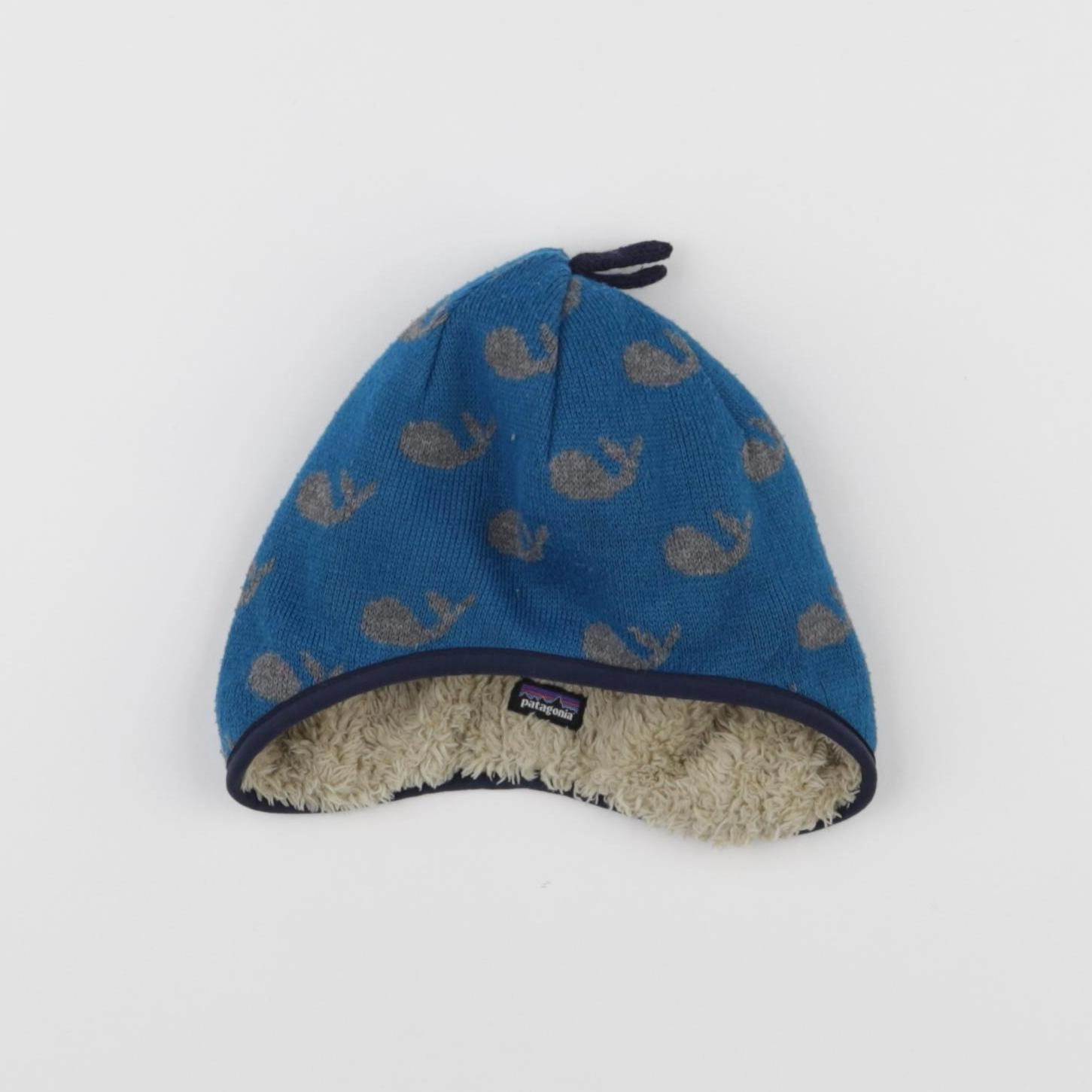 Patagonia - bonnet bleu, gris - 6/12 mois