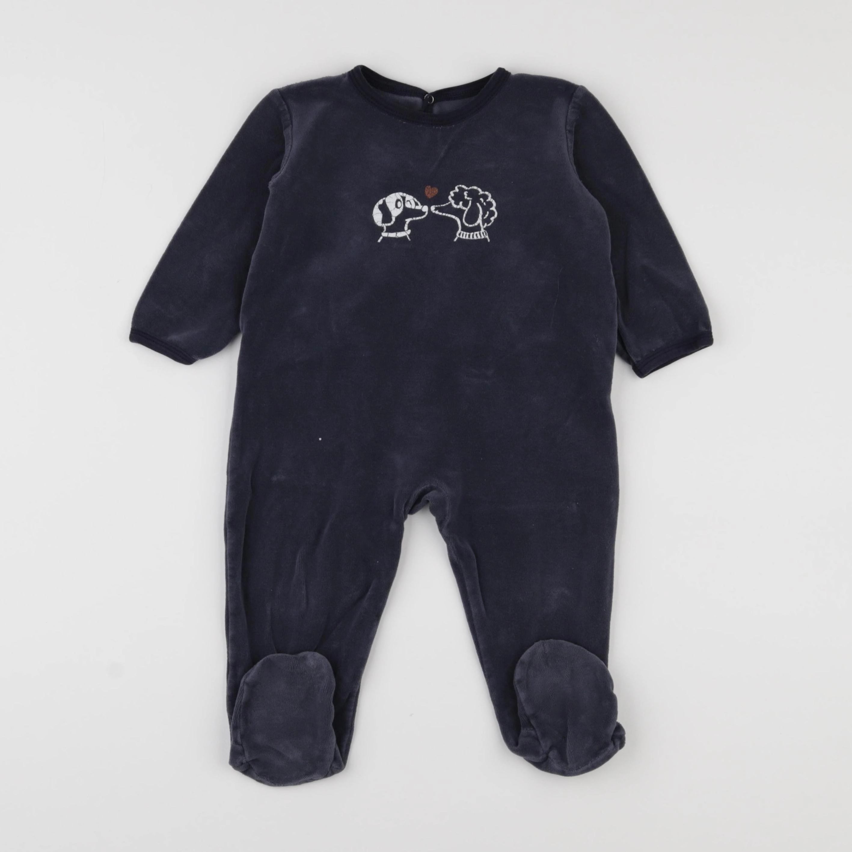 Petit Bateau - pyjama velours bleu - 18 mois