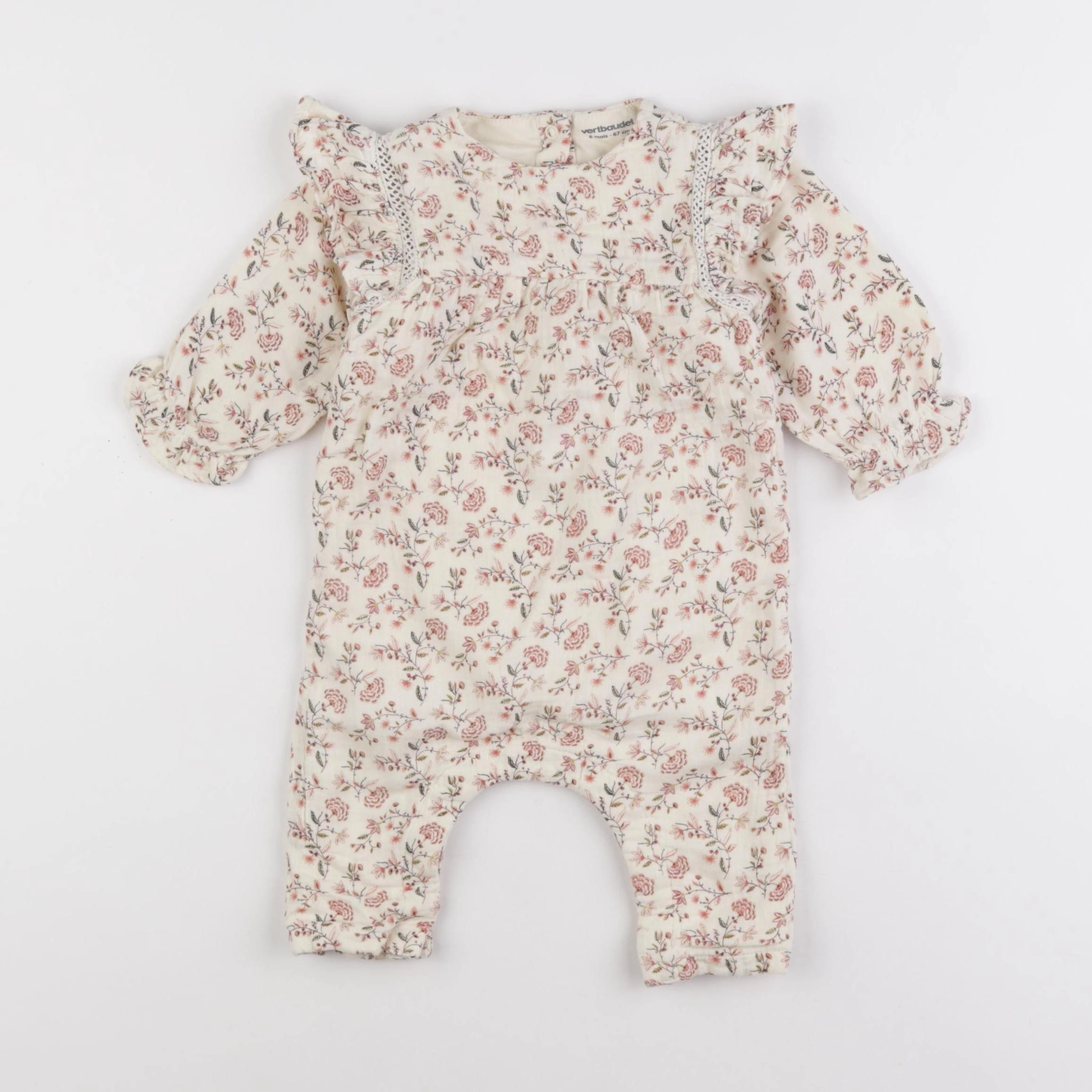 Vertbaudet - combinaison beige - 6 mois
