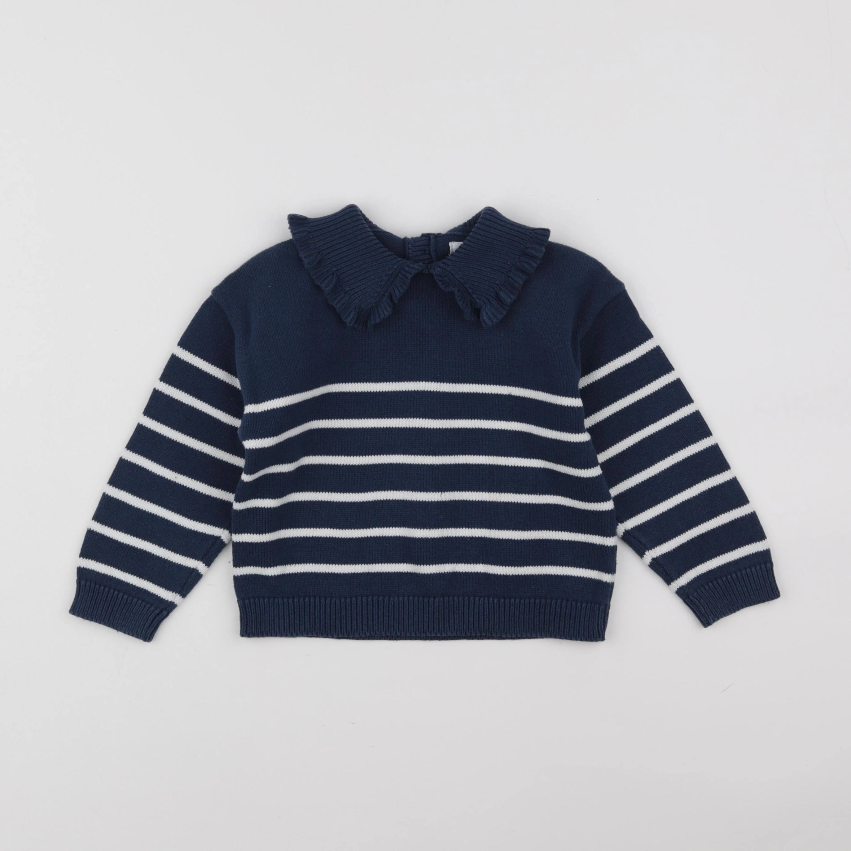 Vertbaudet - pull blanc, bleu - 3 ans