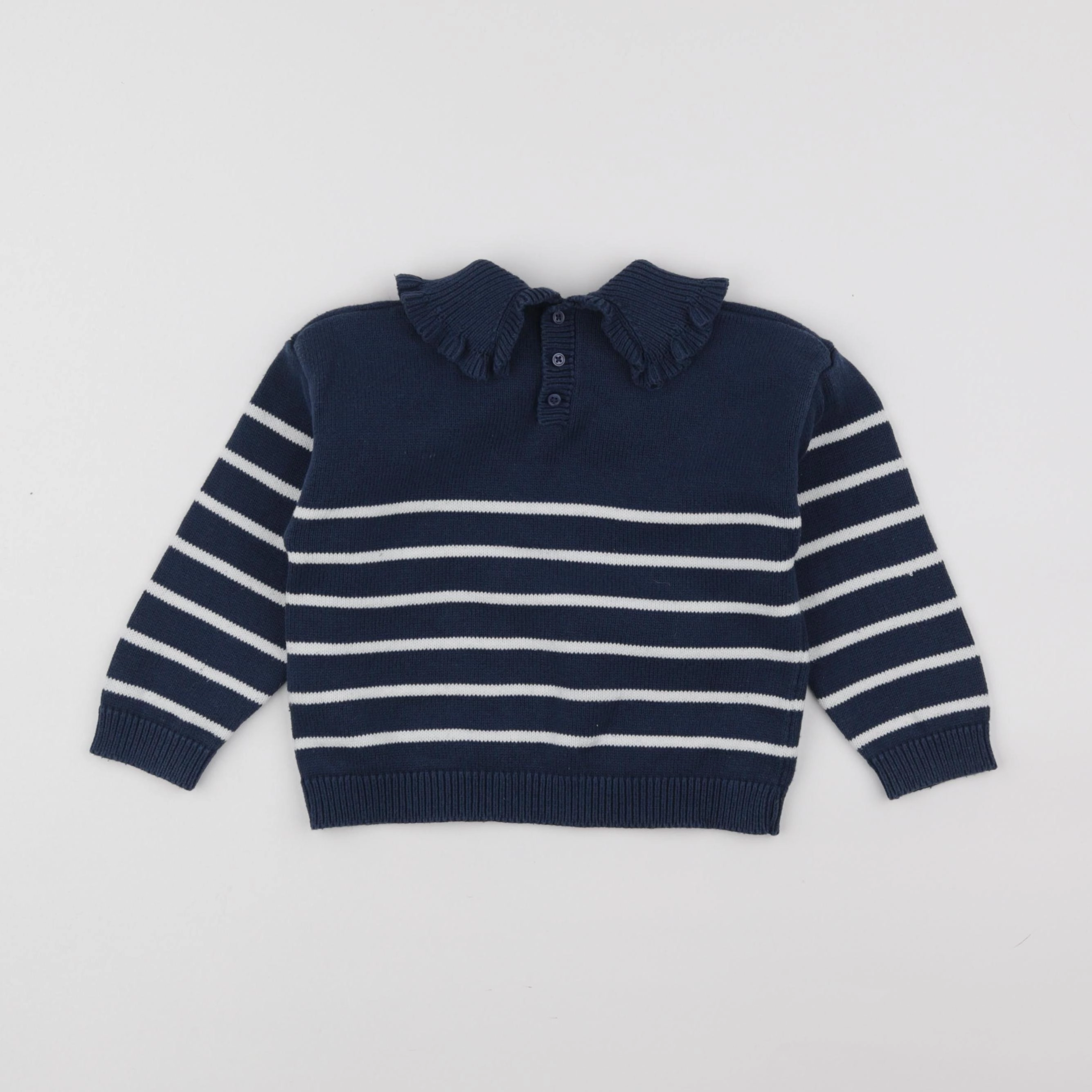 Vertbaudet - pull blanc, bleu - 3 ans