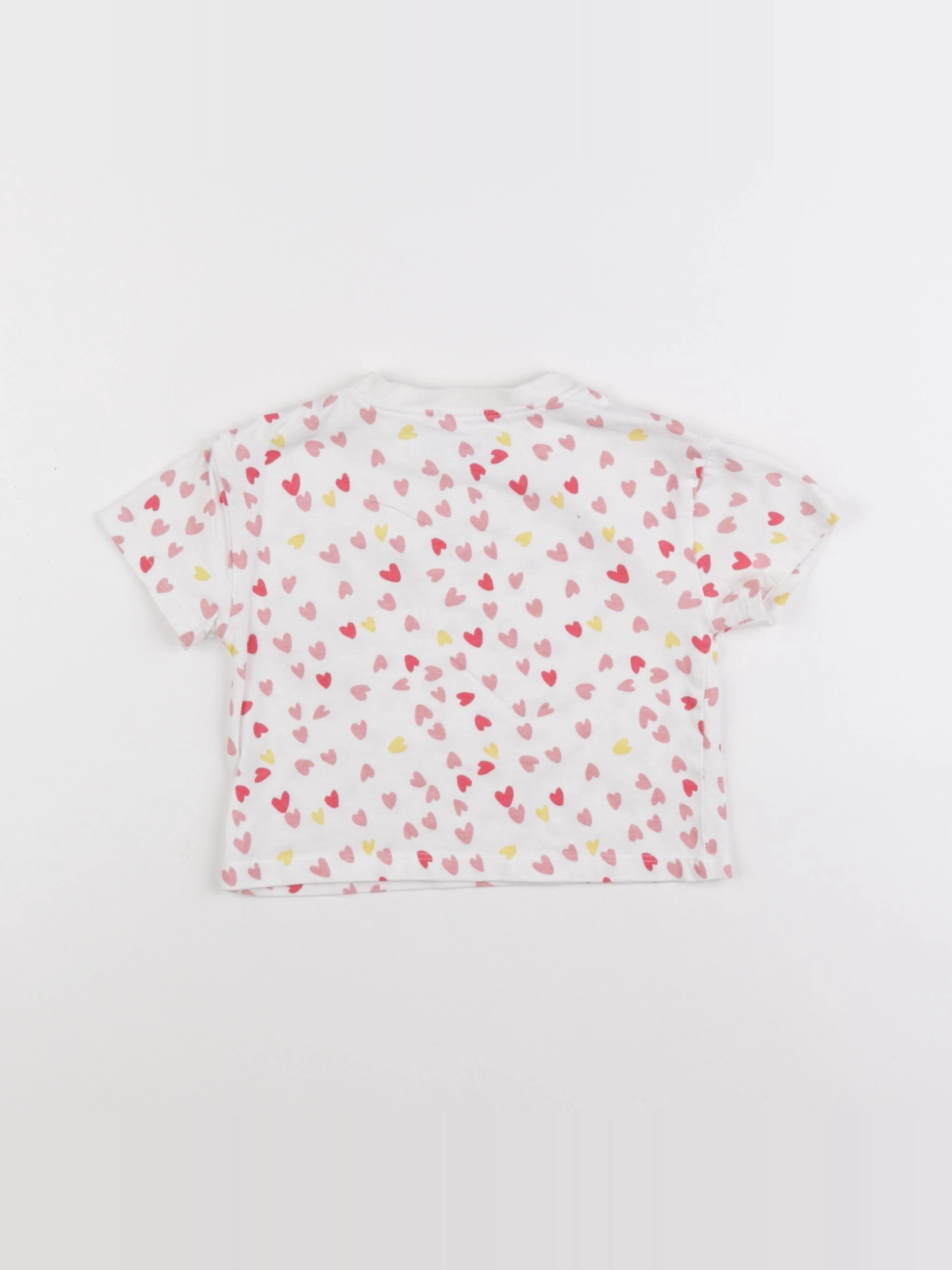 Cadet Rousselle - tee-shirt blanc, rose - 12 mois