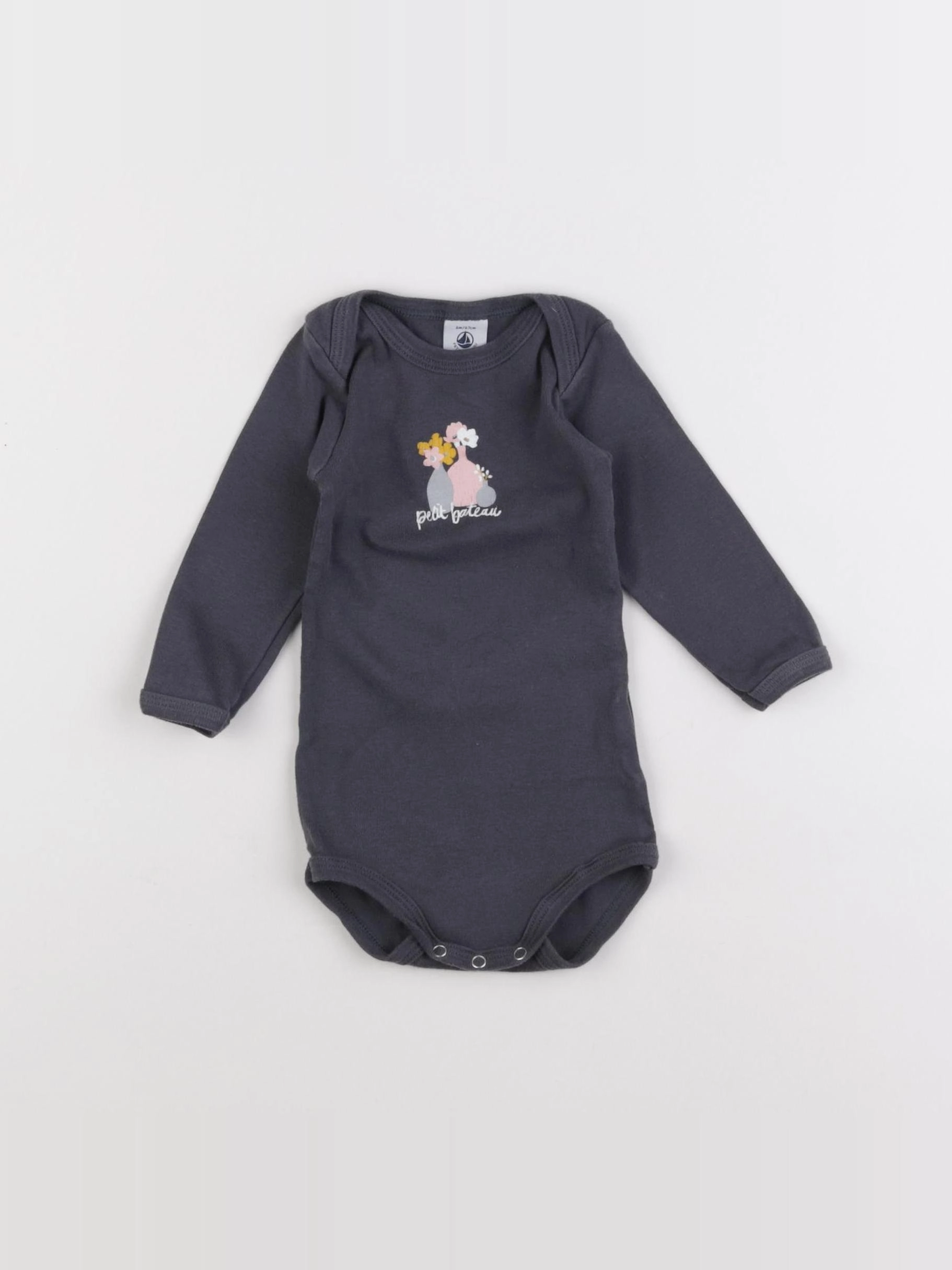 Petit Bateau - body gris - 6 mois