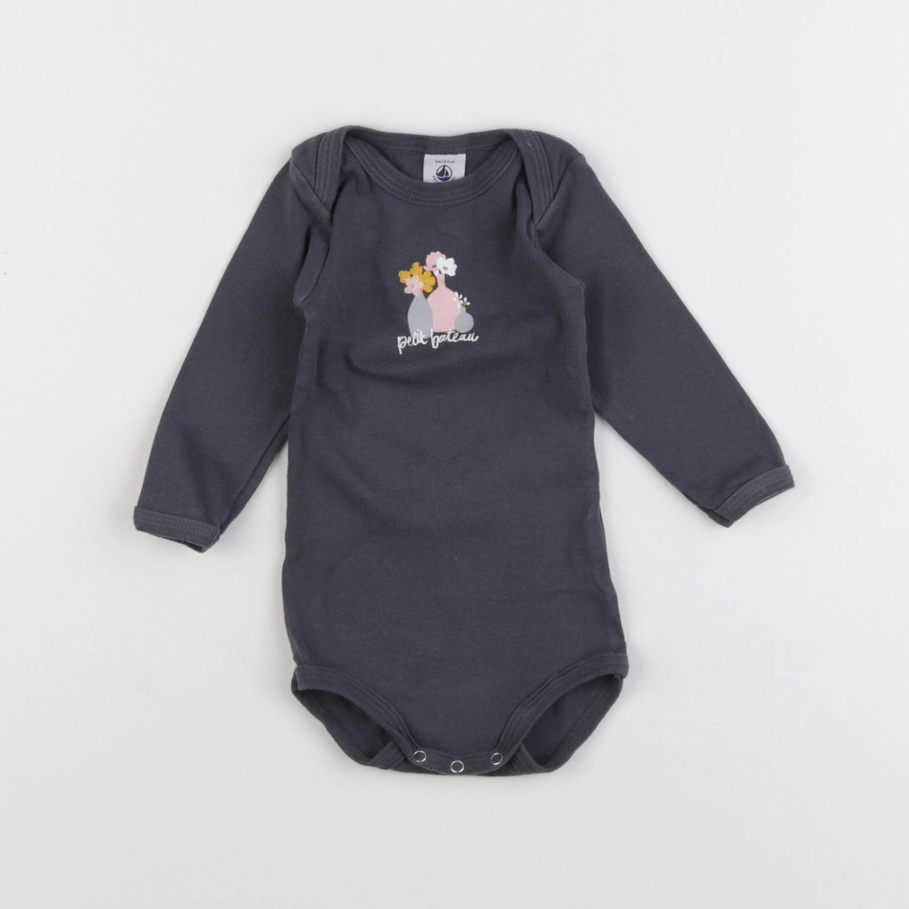Petit Bateau - body gris - 6 mois