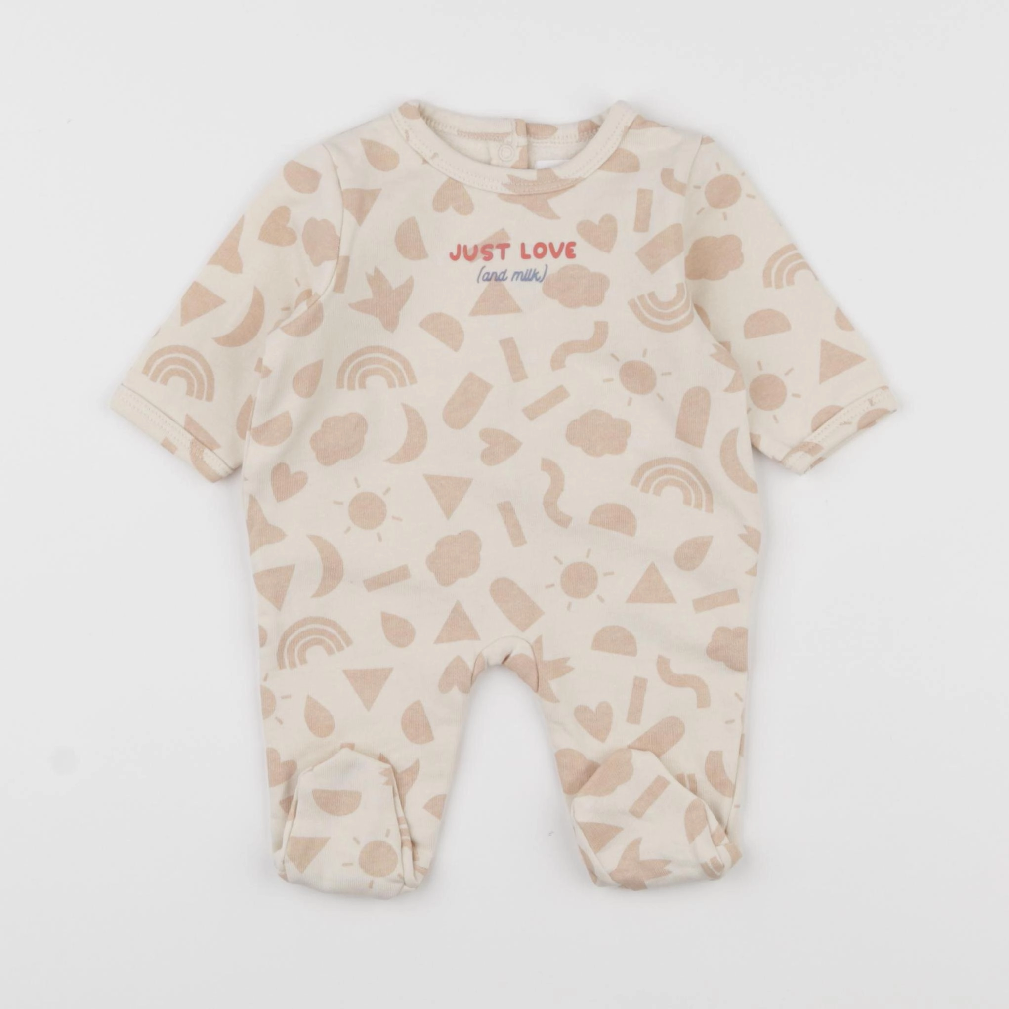 Vertbaudet - pyjama coton beige - 1 mois