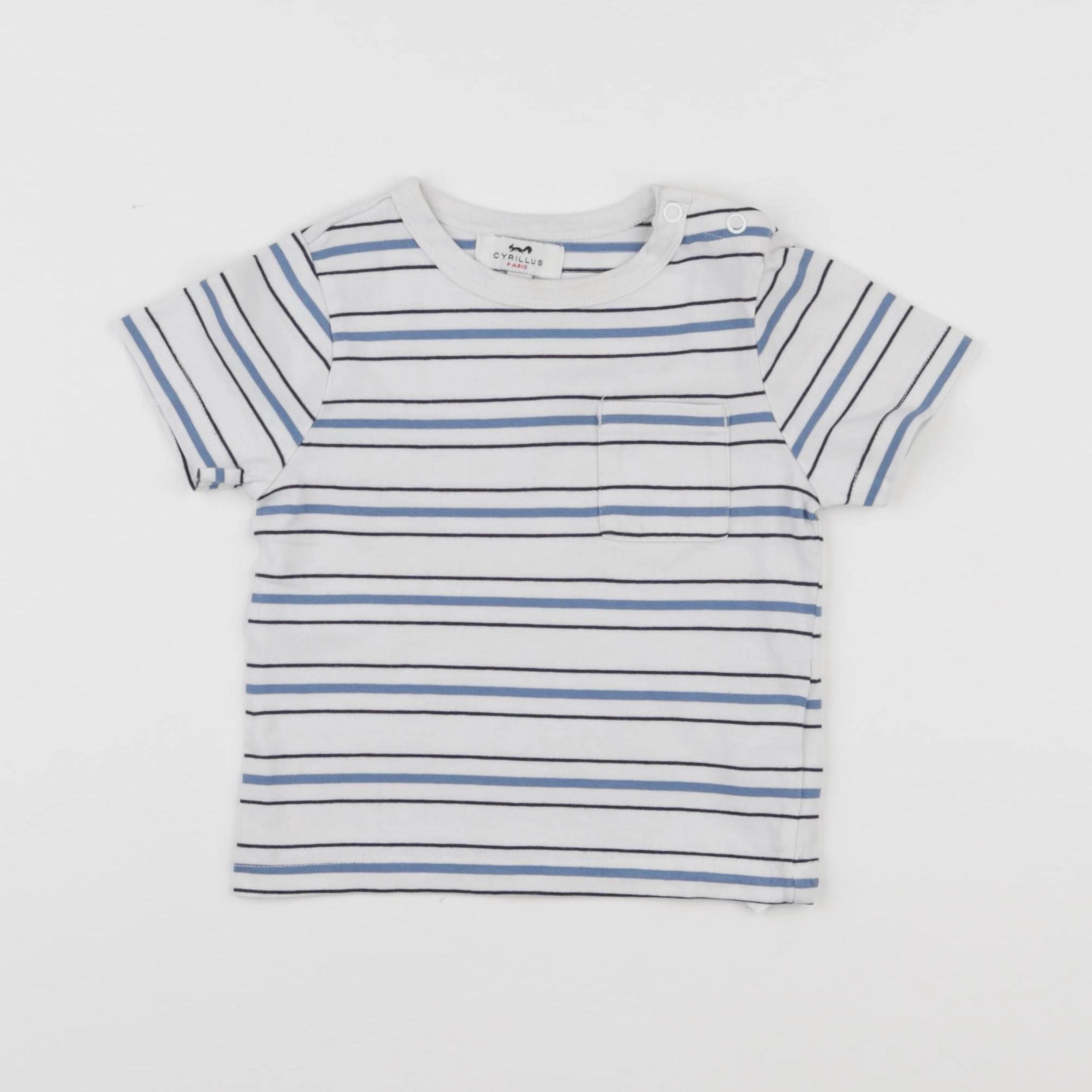 Cyrillus - tee-shirt blanc, bleu - 18 mois