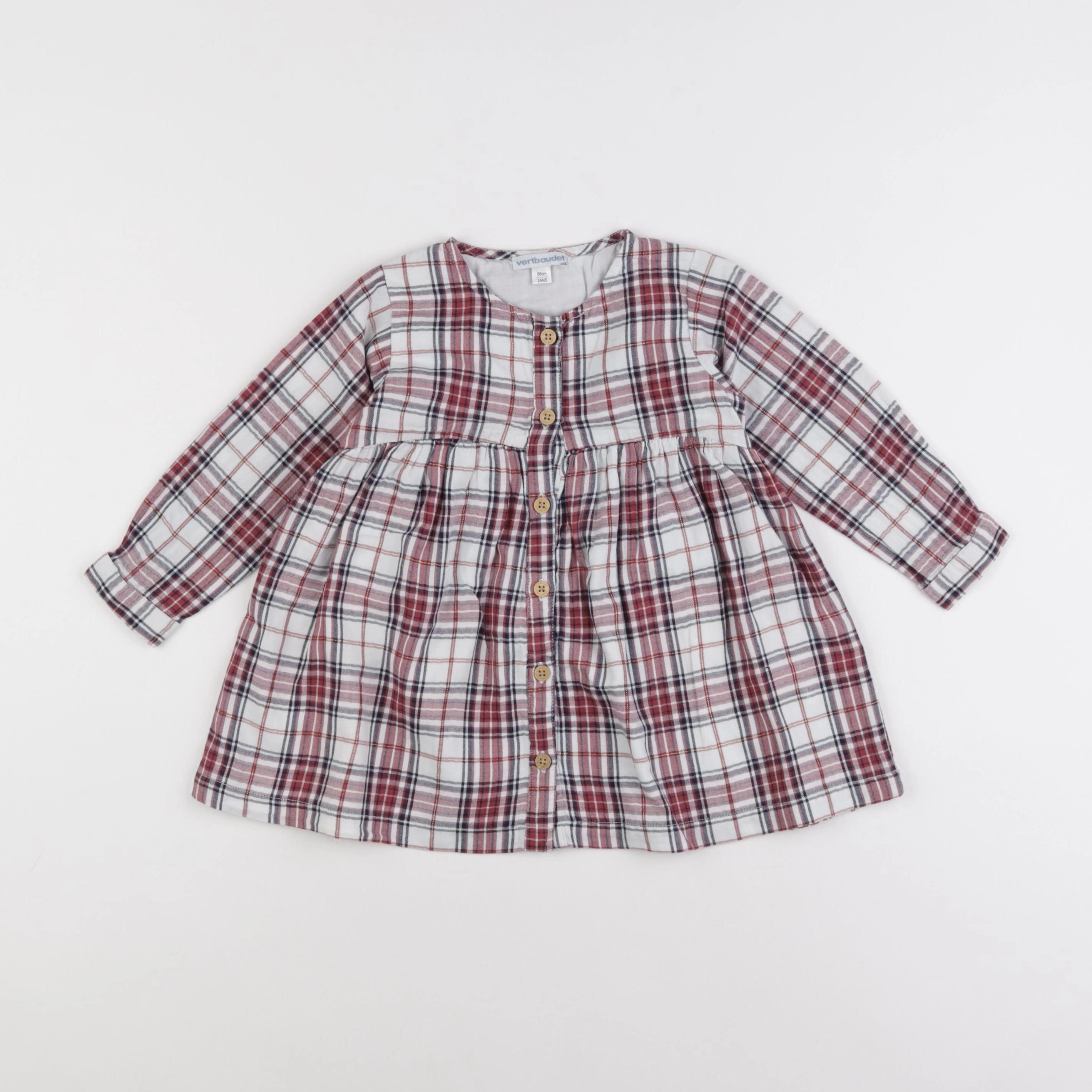 Vertbaudet - robe blanc, rouge - 2 ans
