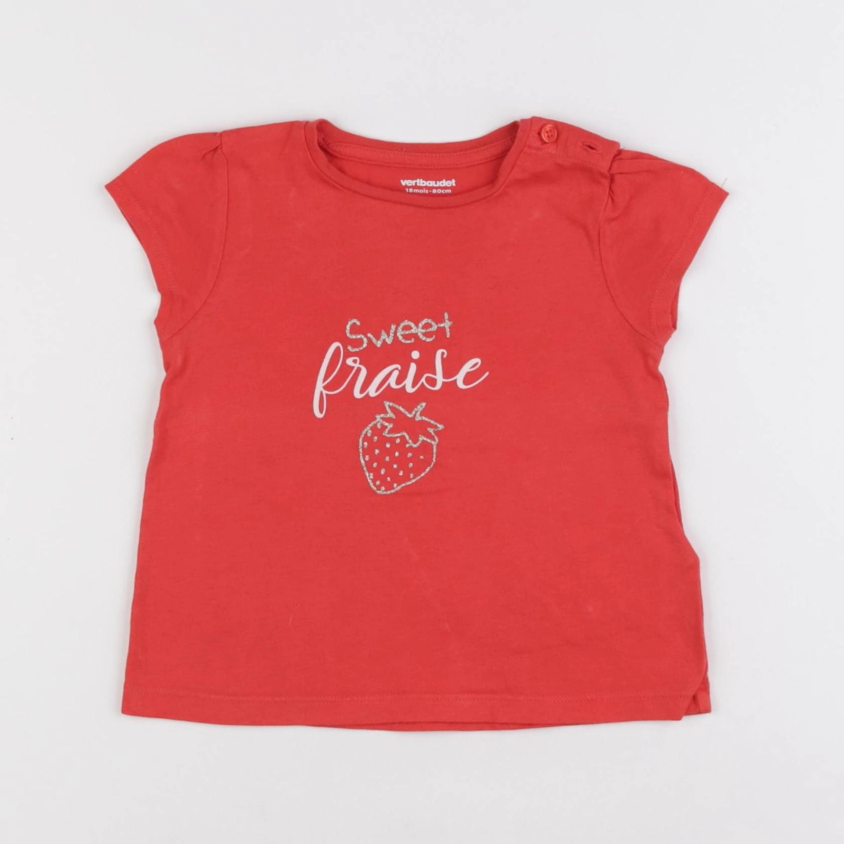 Vertbaudet - tee-shirt rouge - 18 mois