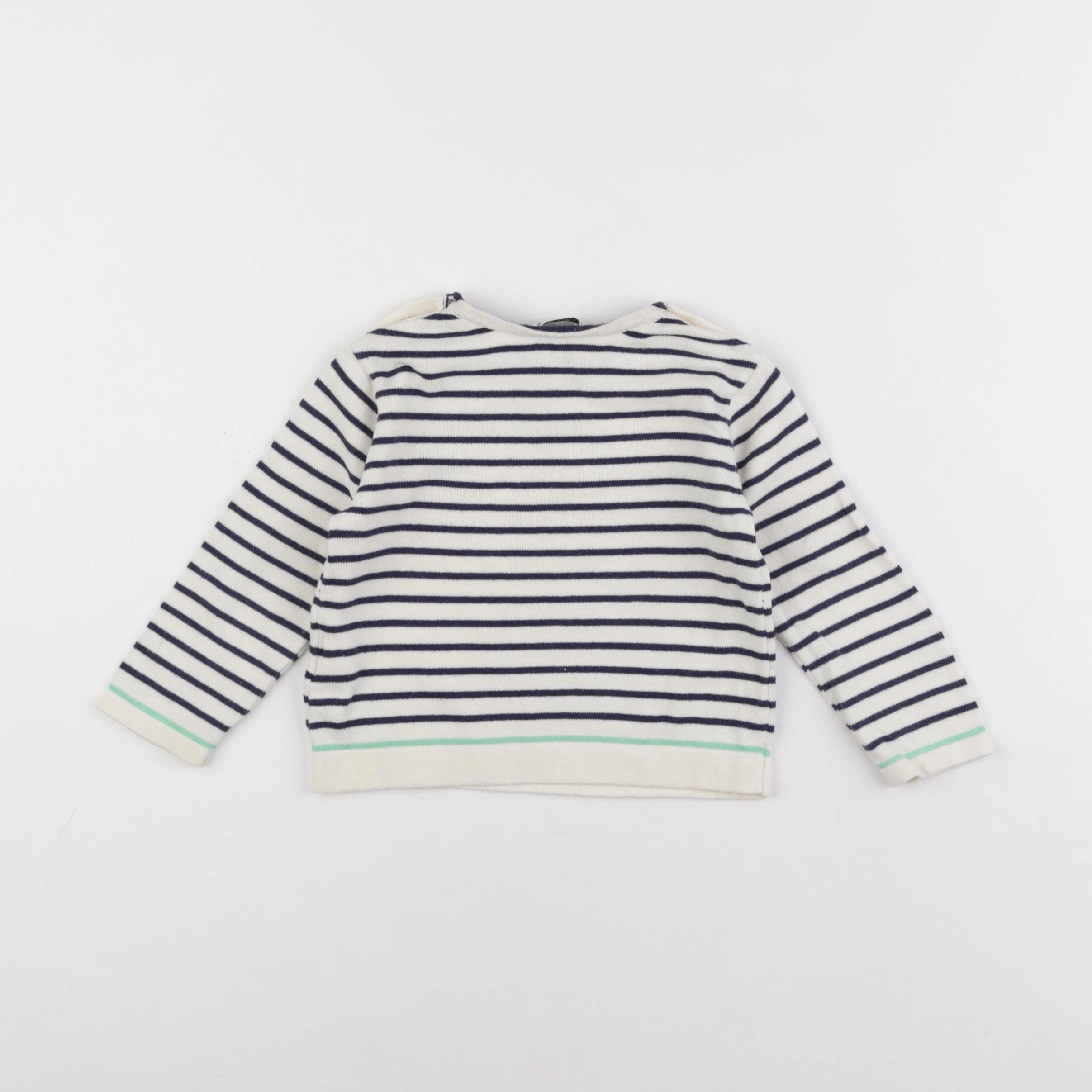 Cyrillus - pull blanc, bleu - 18 mois