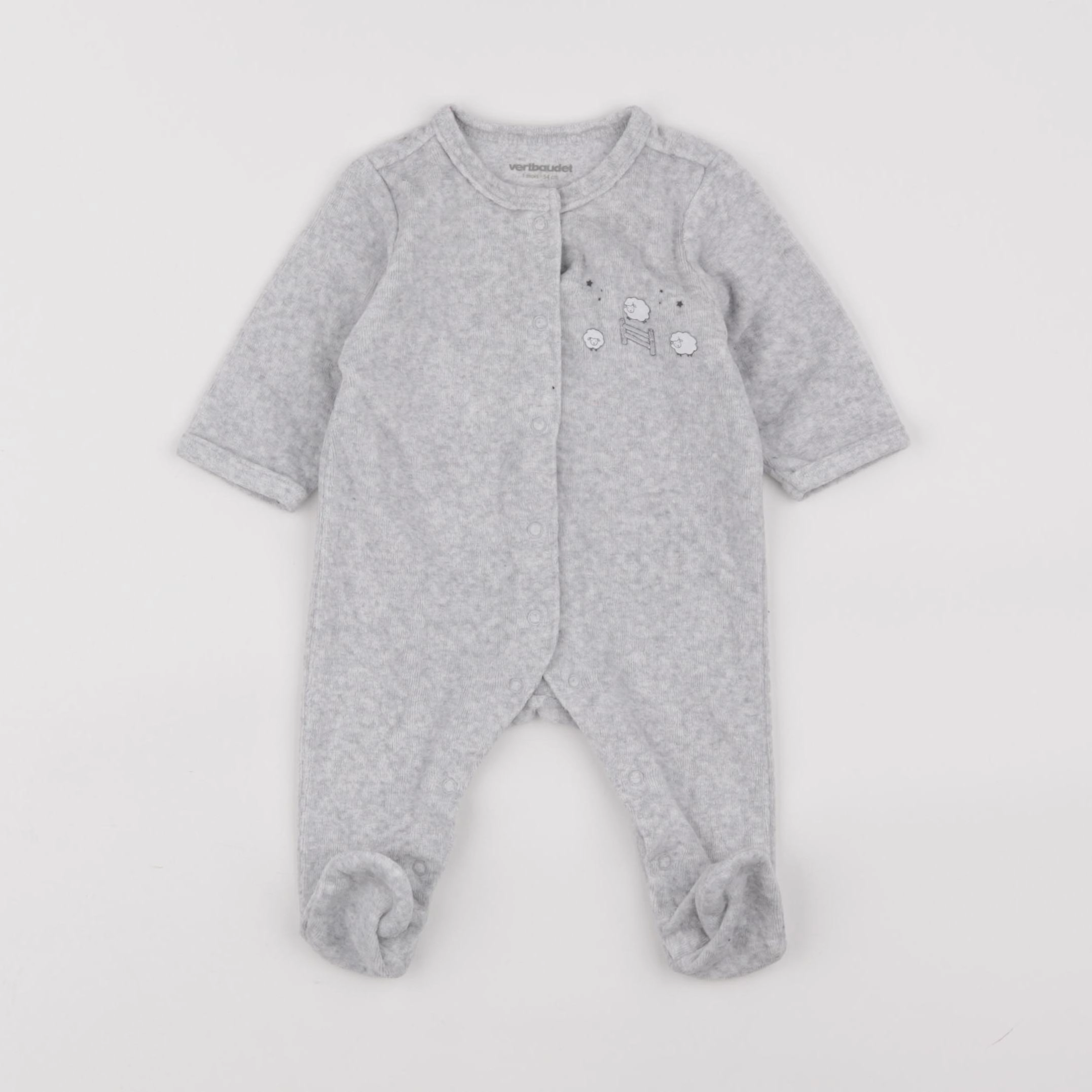 Vertbaudet - pyjama velours gris - 1 mois