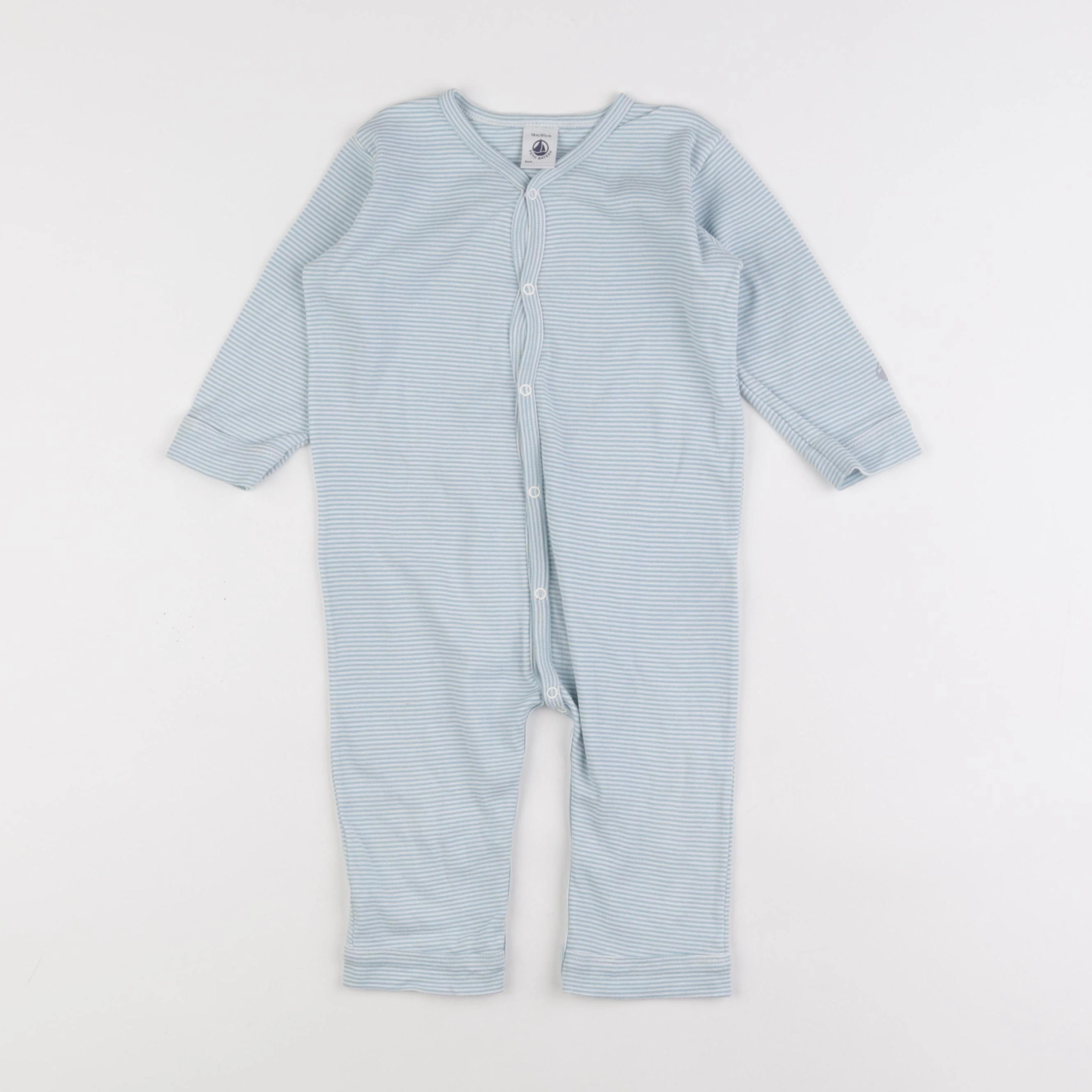 Petit Bateau - pyjama coton blanc, bleu - 18 mois