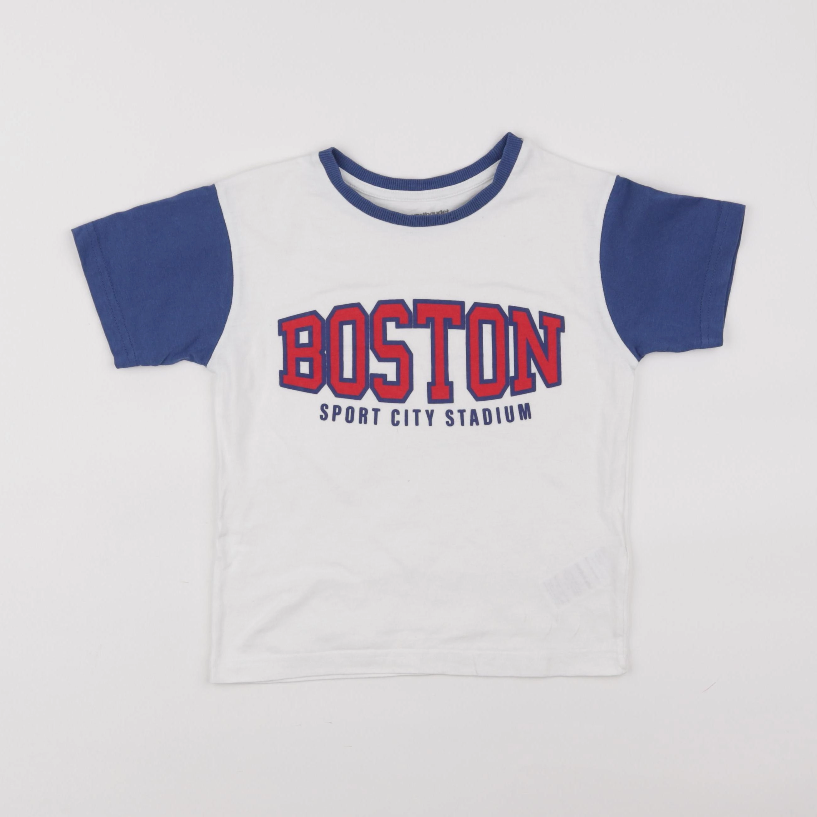 Vertbaudet - tee-shirt blanc, bleu - 5 ans