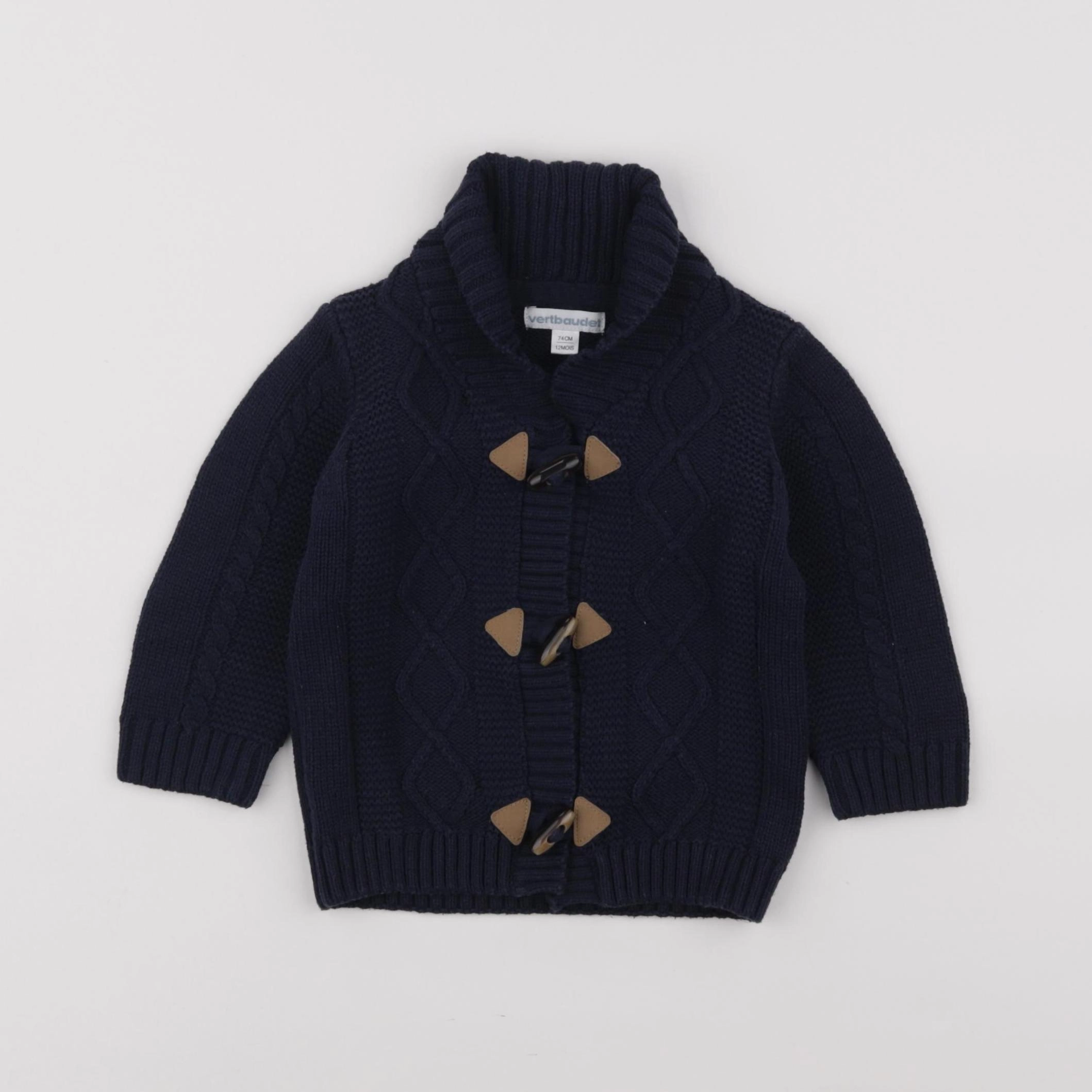Vertbaudet - gilet bleu - 12 mois