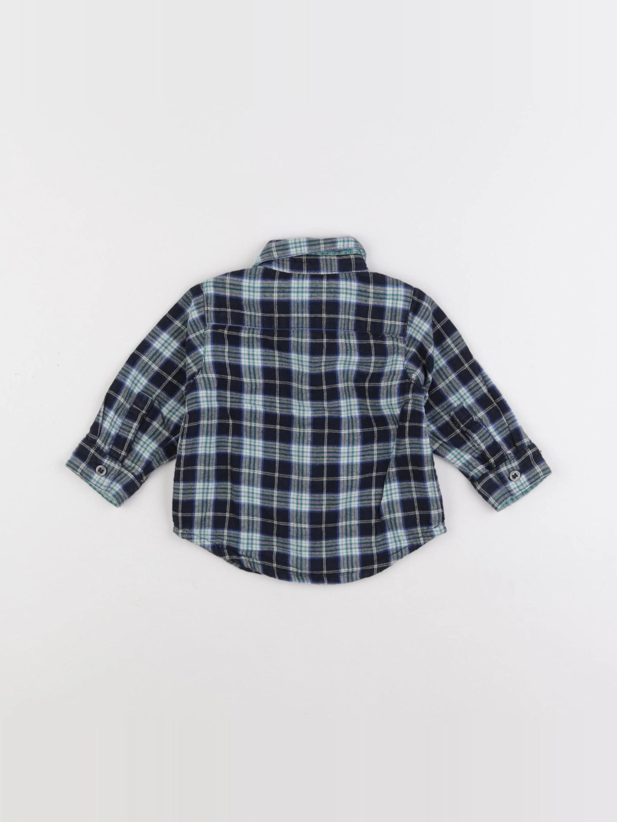 Petit Bateau - chemise vert, noir - 6 mois
