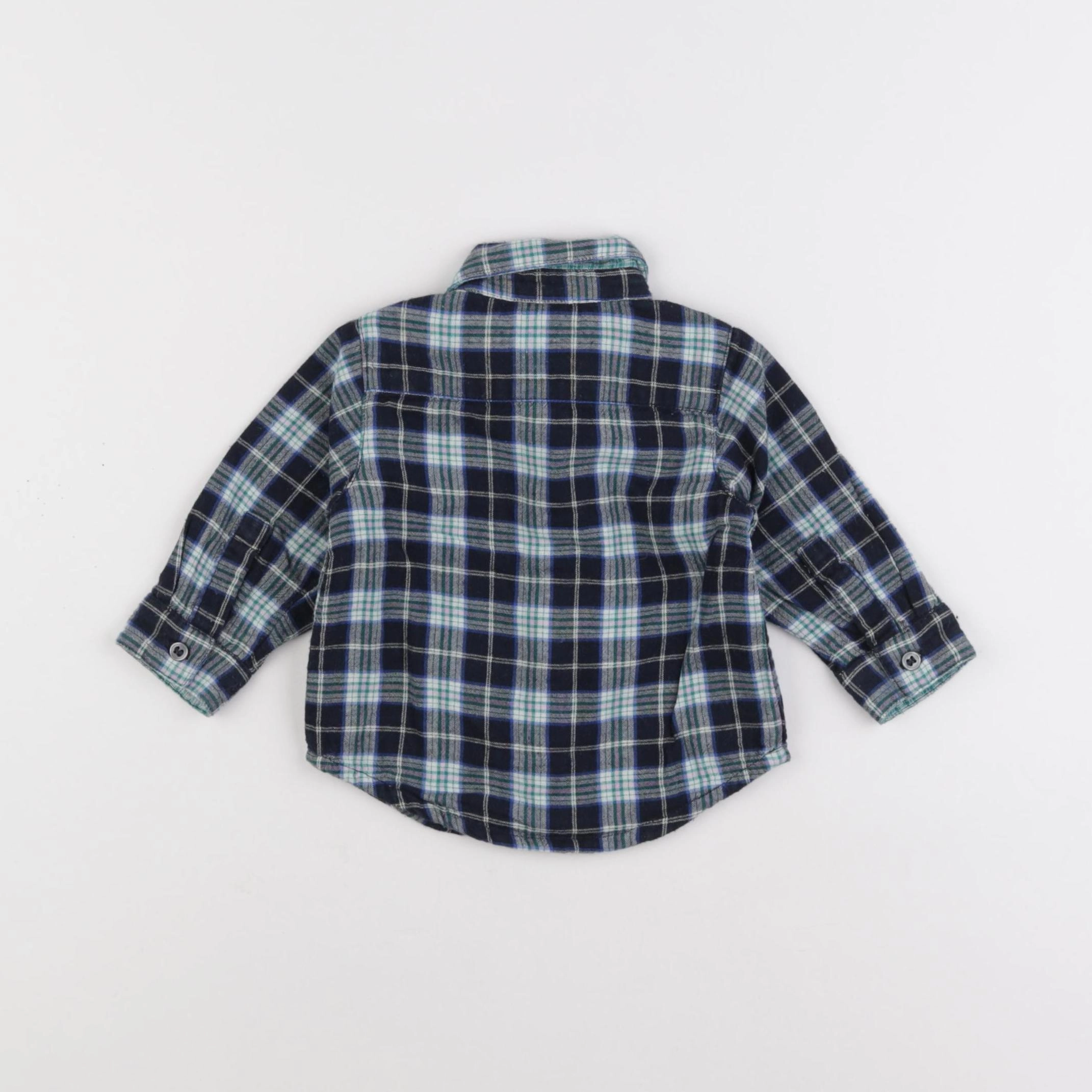 Petit Bateau - chemise vert, noir - 6 mois