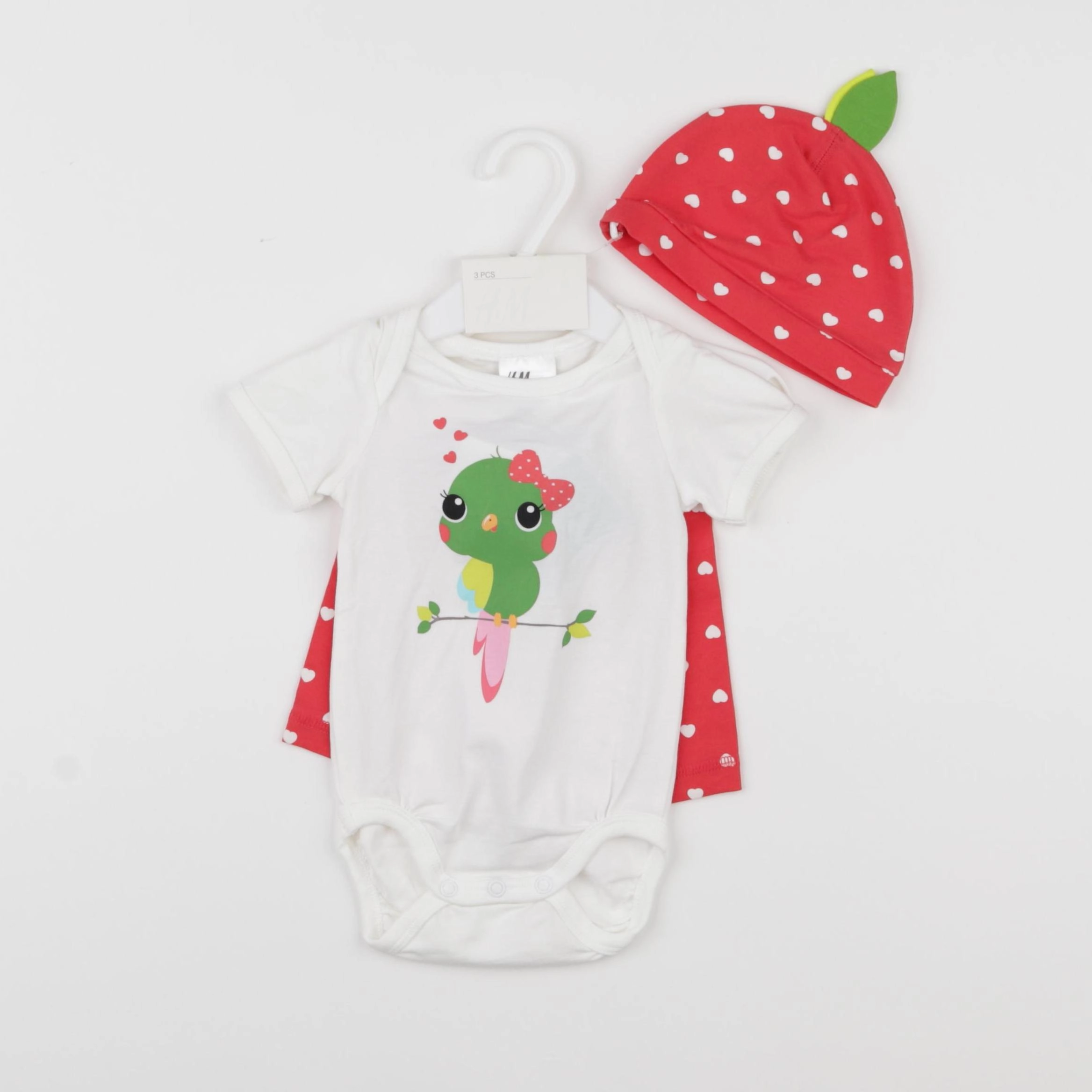 H&M - ensemble blanc, rouge - 3/6 mois