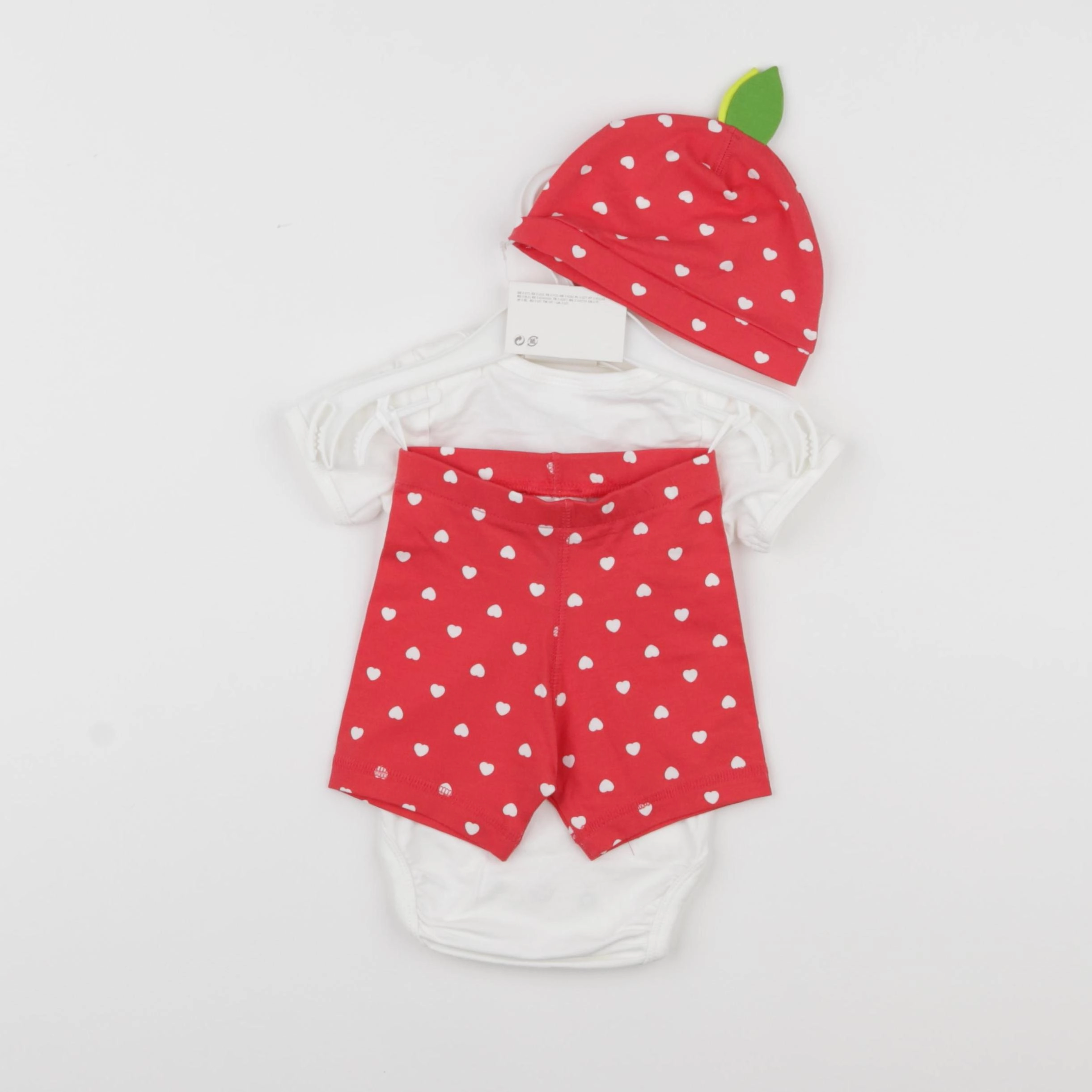 H&M - ensemble blanc, rouge - 3/6 mois