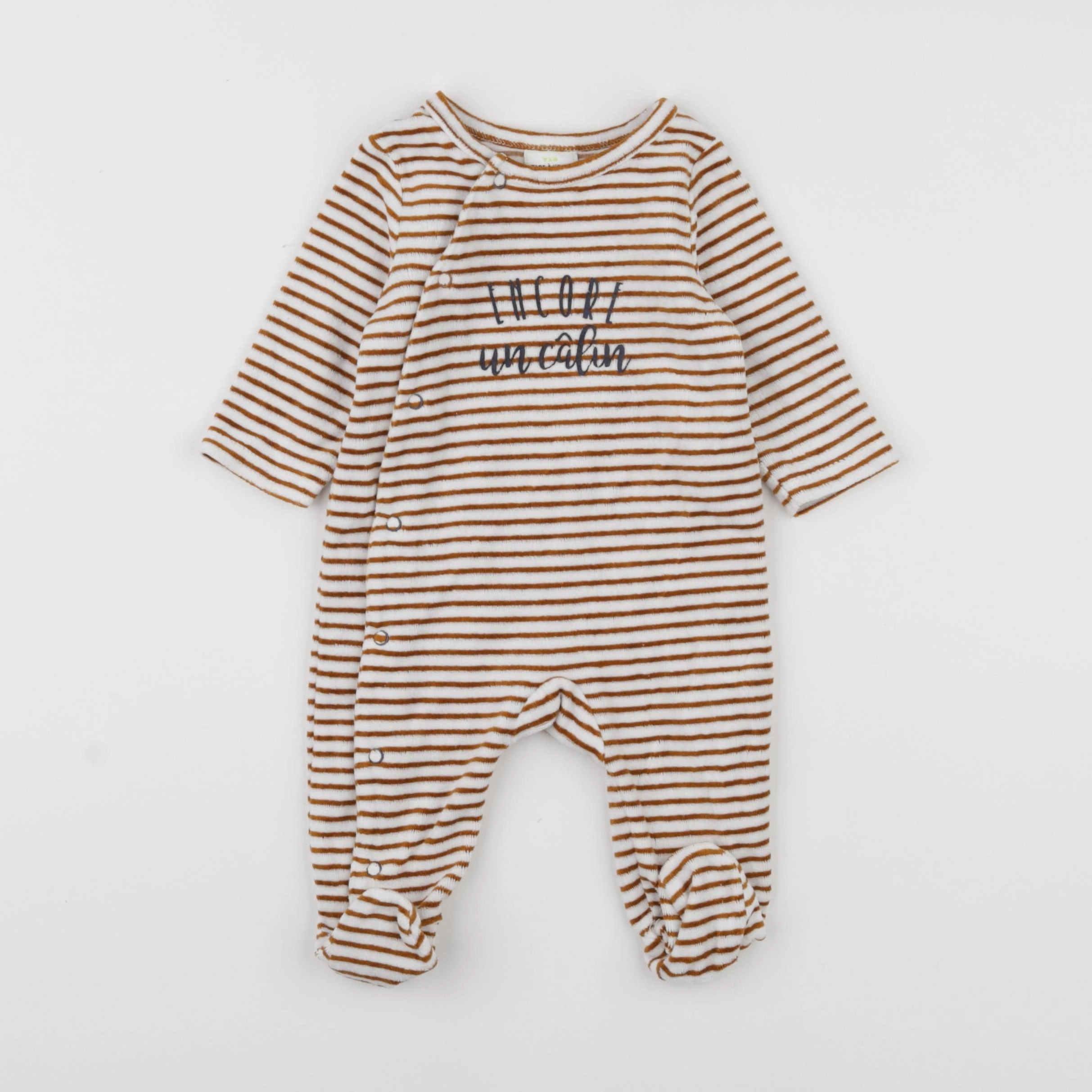 Tape à l'oeil - pyjama velours blanc, marron - 3 mois