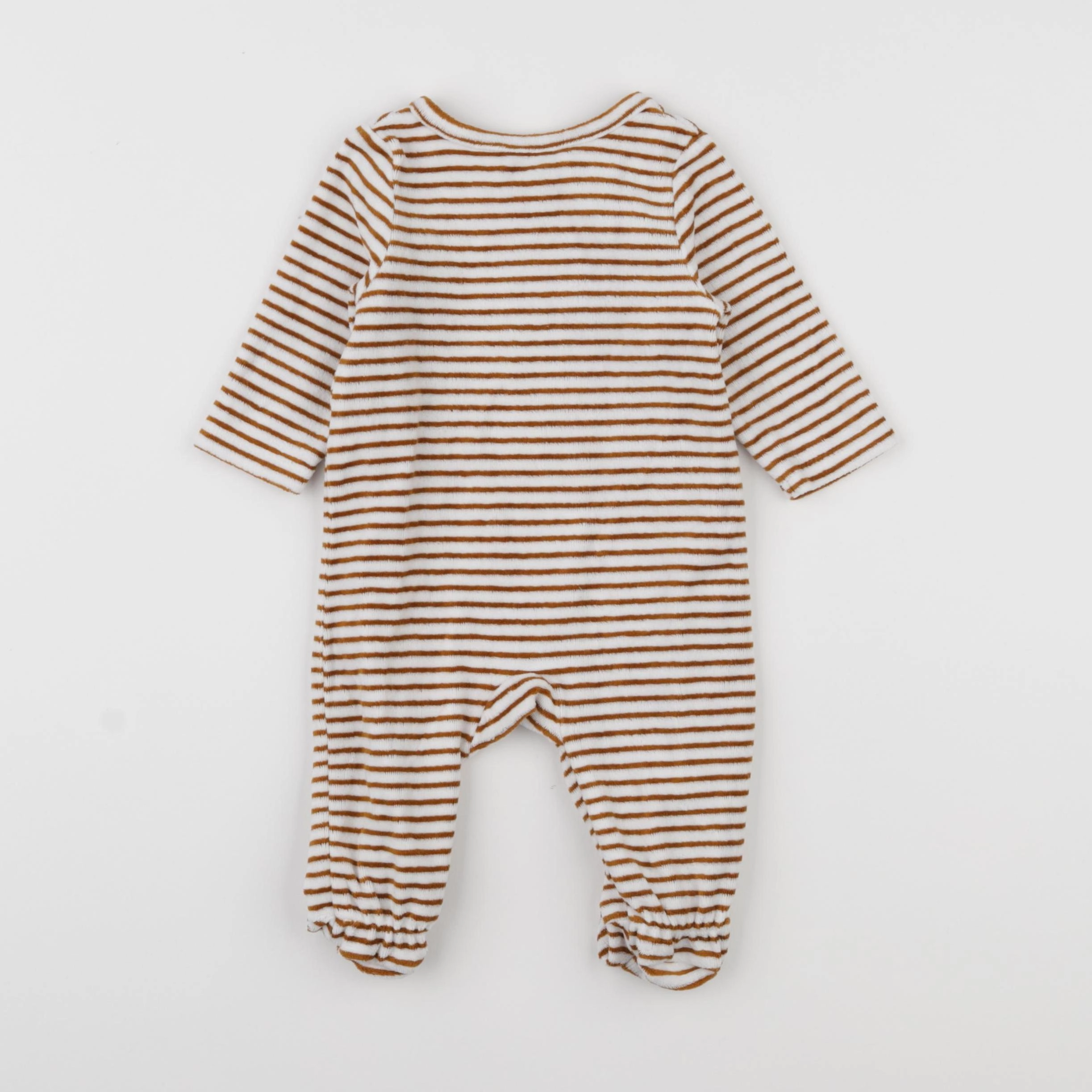 Tape à l'oeil - pyjama velours blanc, marron - 3 mois