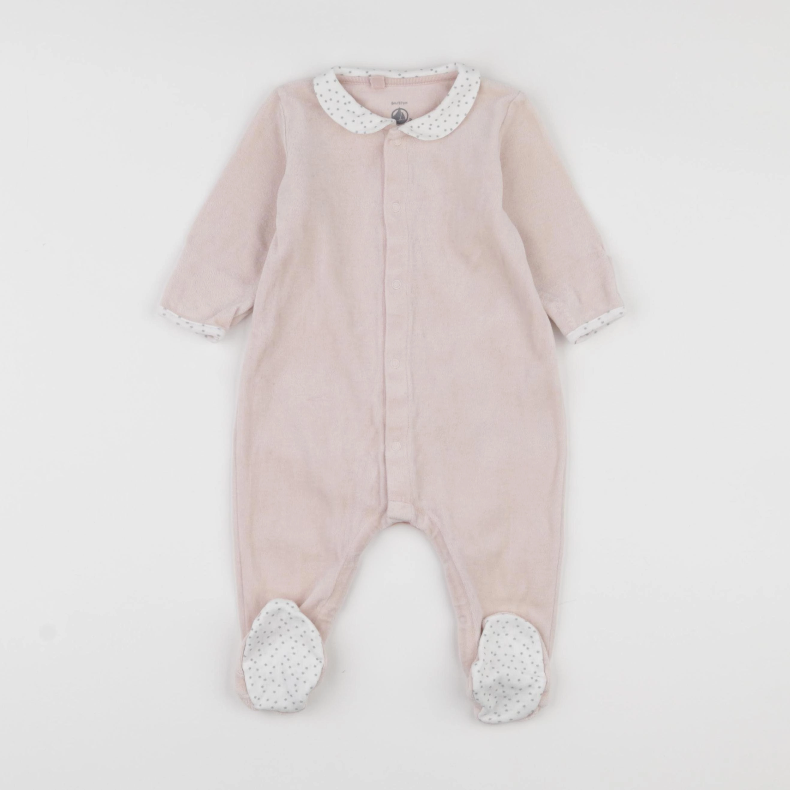 Petit Bateau - pyjama velours rose - 6 mois