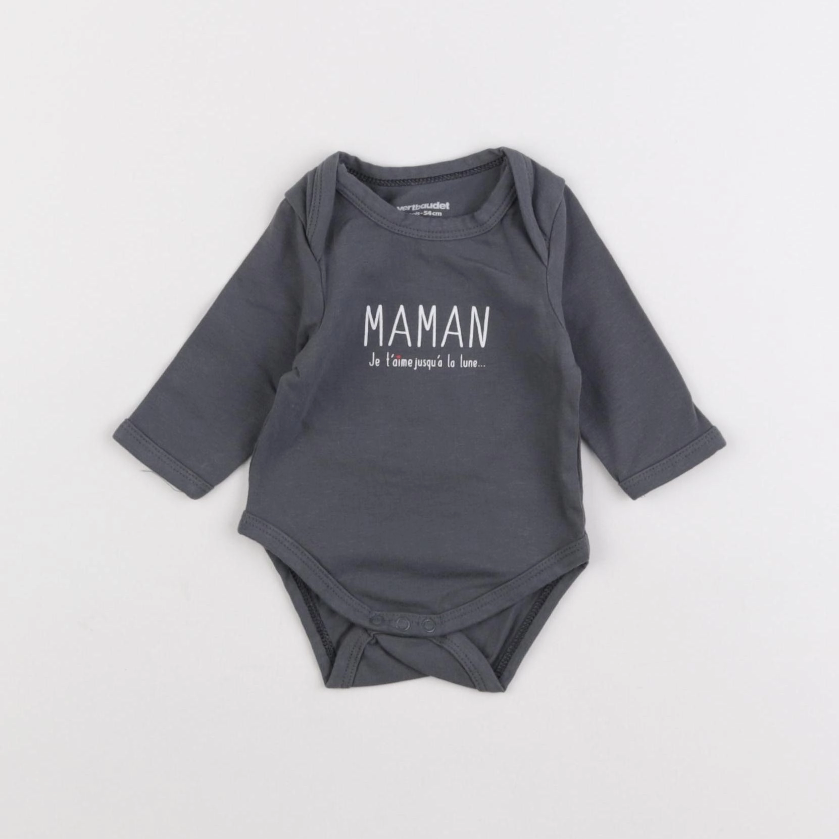 Vertbaudet - body gris - 1 mois