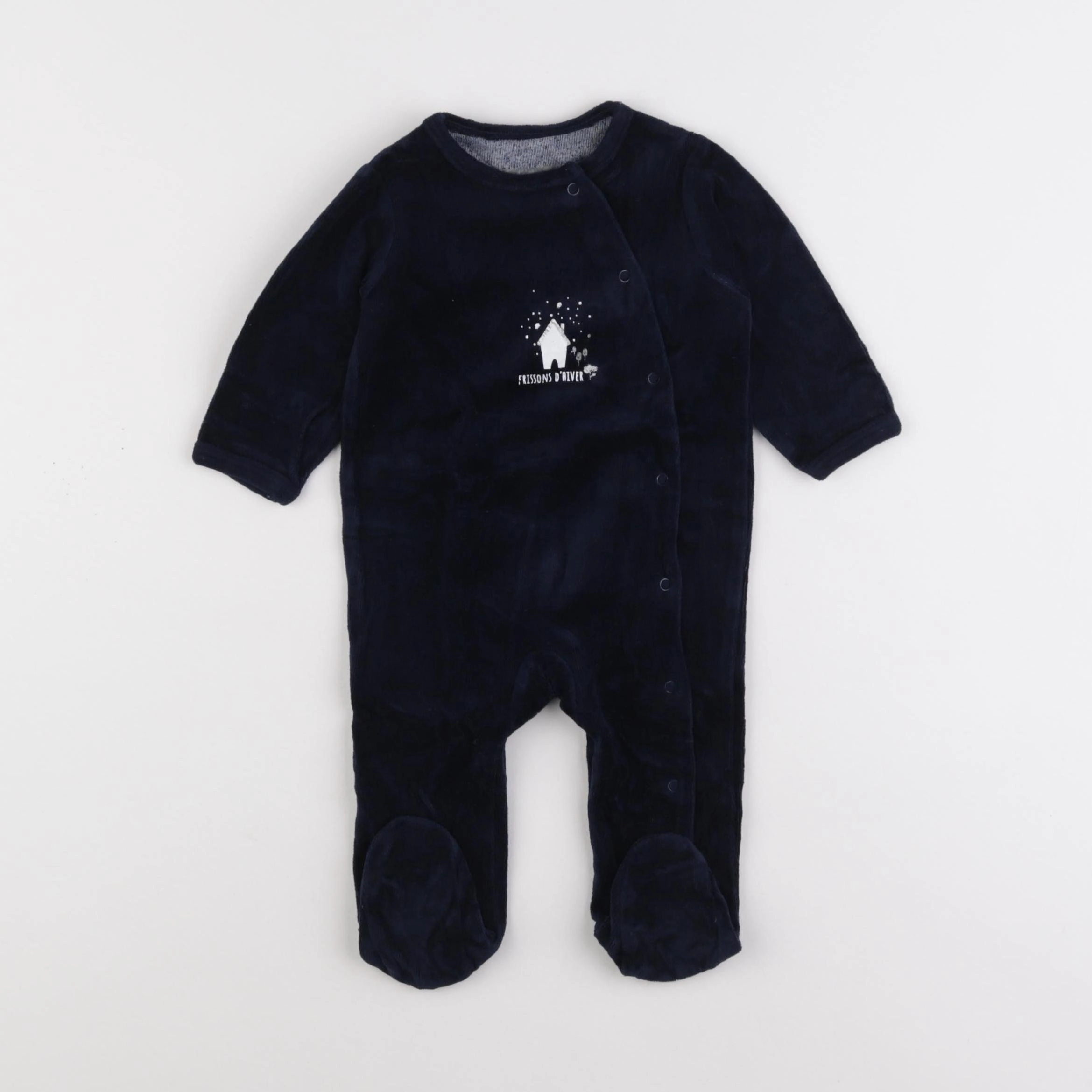 Vertbaudet - pyjama velours bleu - 6 mois