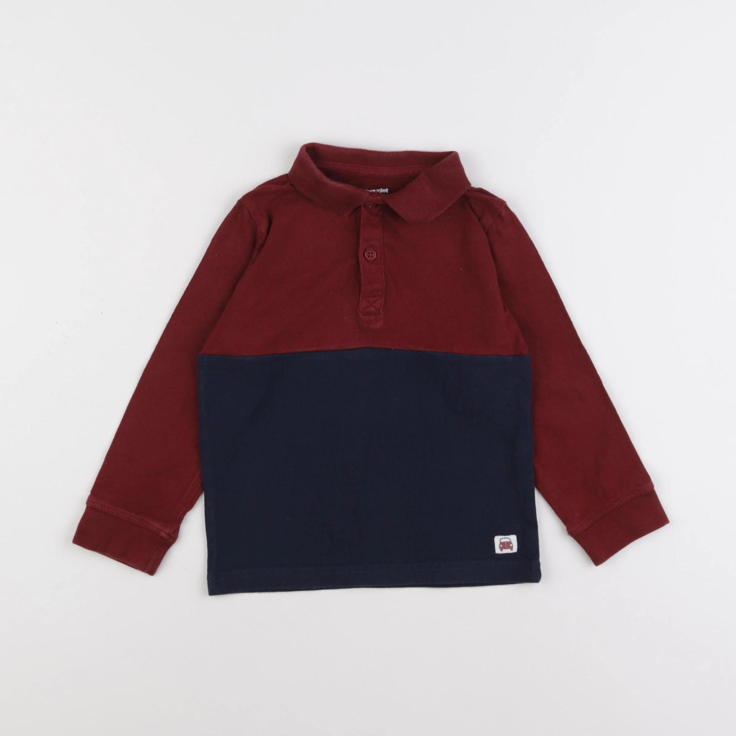 Vertbaudet - polo bleu, rouge - 4 ans