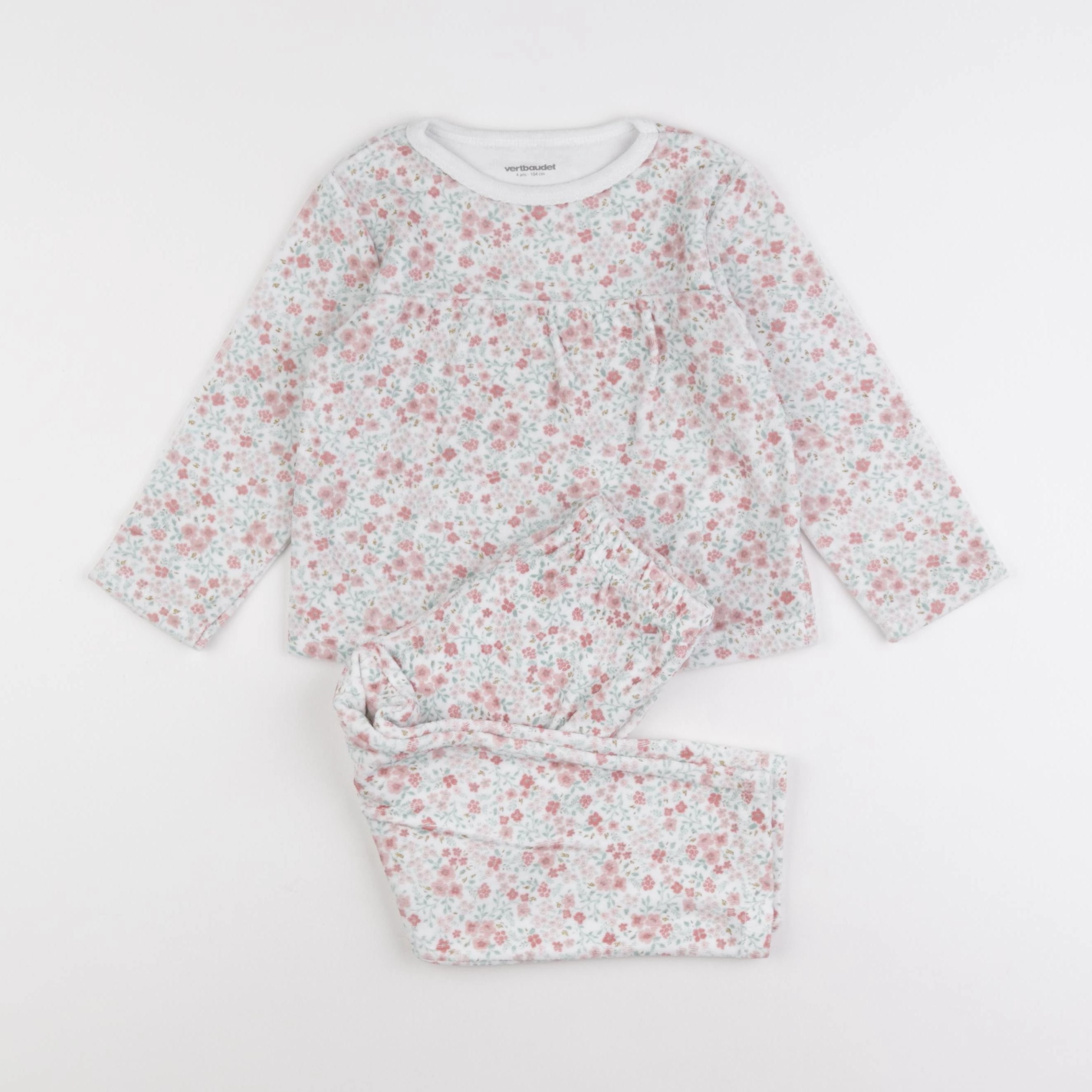 Vertbaudet - pyjama velours multicolore - 4 ans
