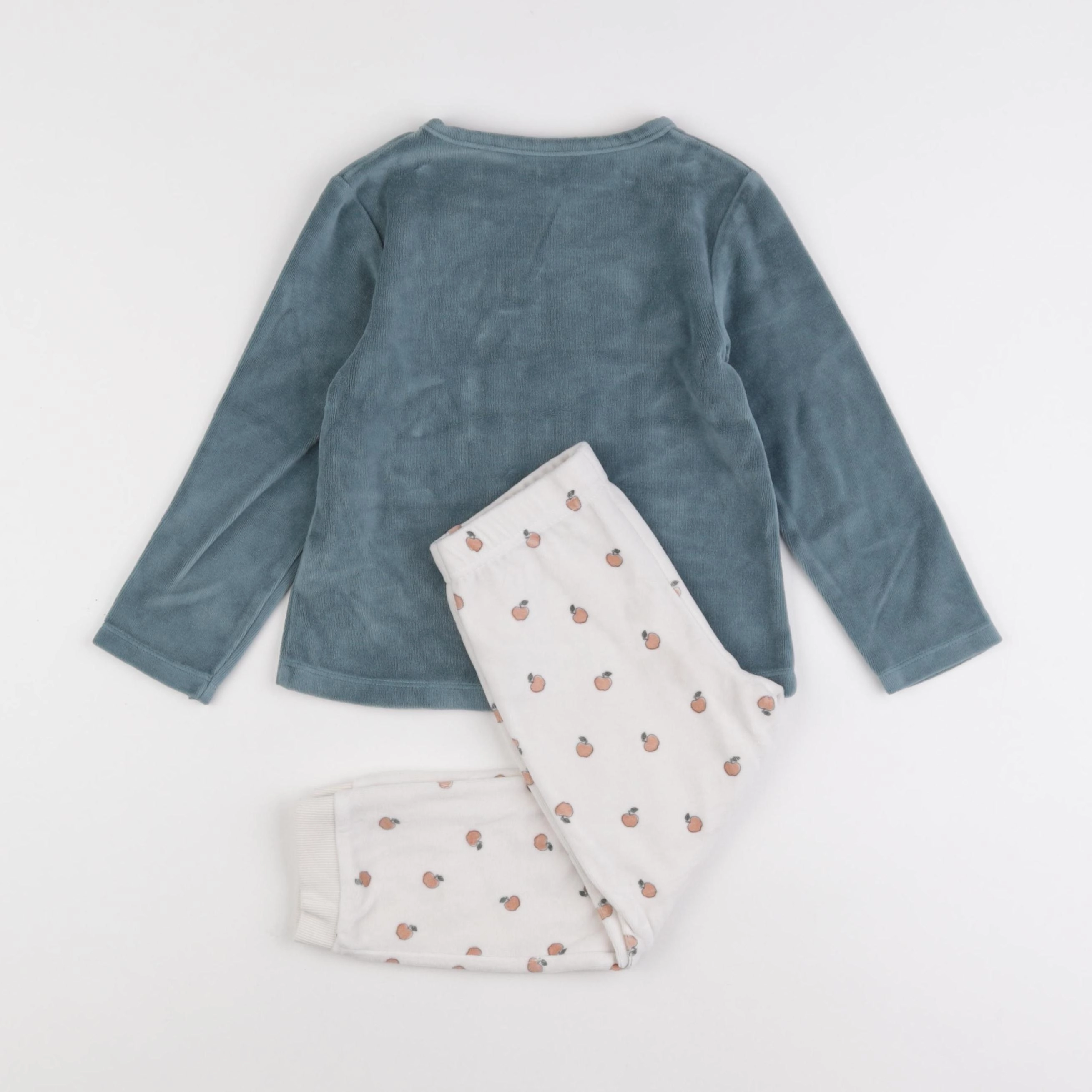 Vertbaudet - pyjama velours bleu, blanc - 4 ans