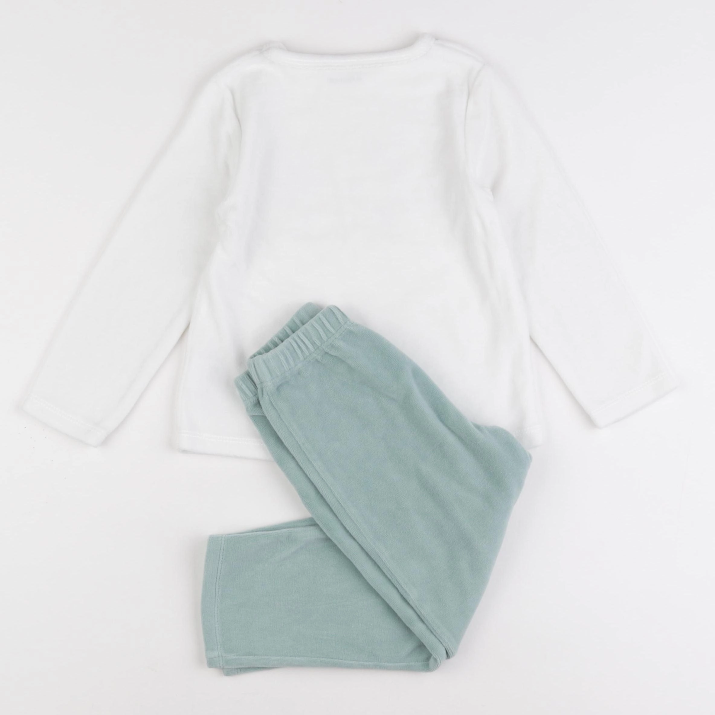Vertbaudet - pyjama velours bleu, blanc - 4 ans